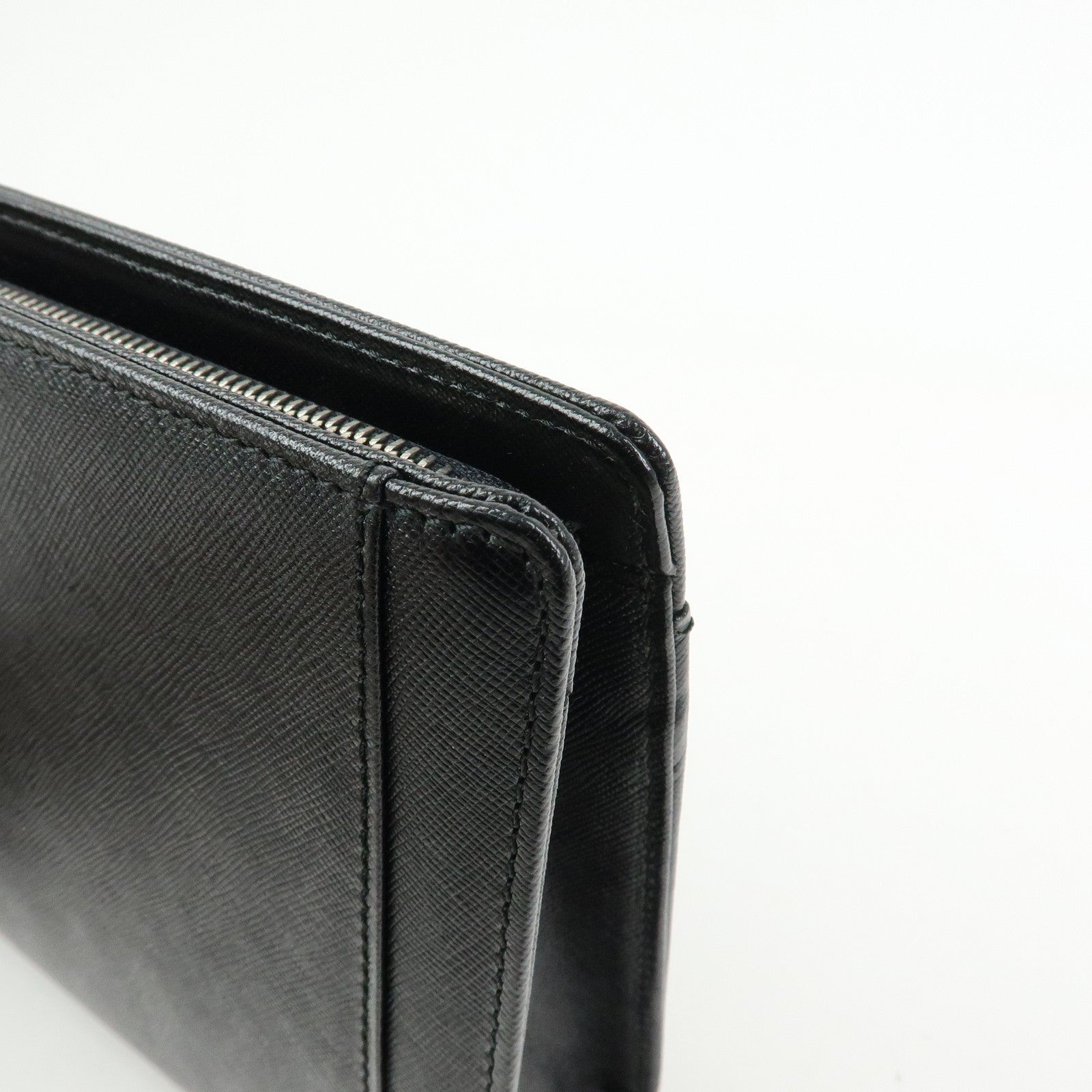 BURBERRY Saffiano Leather Clutch Bag Black