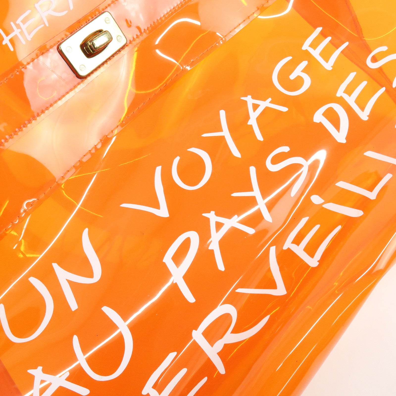 HERMES Kelly Vinyl Hand Bag SOUVENIR DE L'EXPOSITION Orange