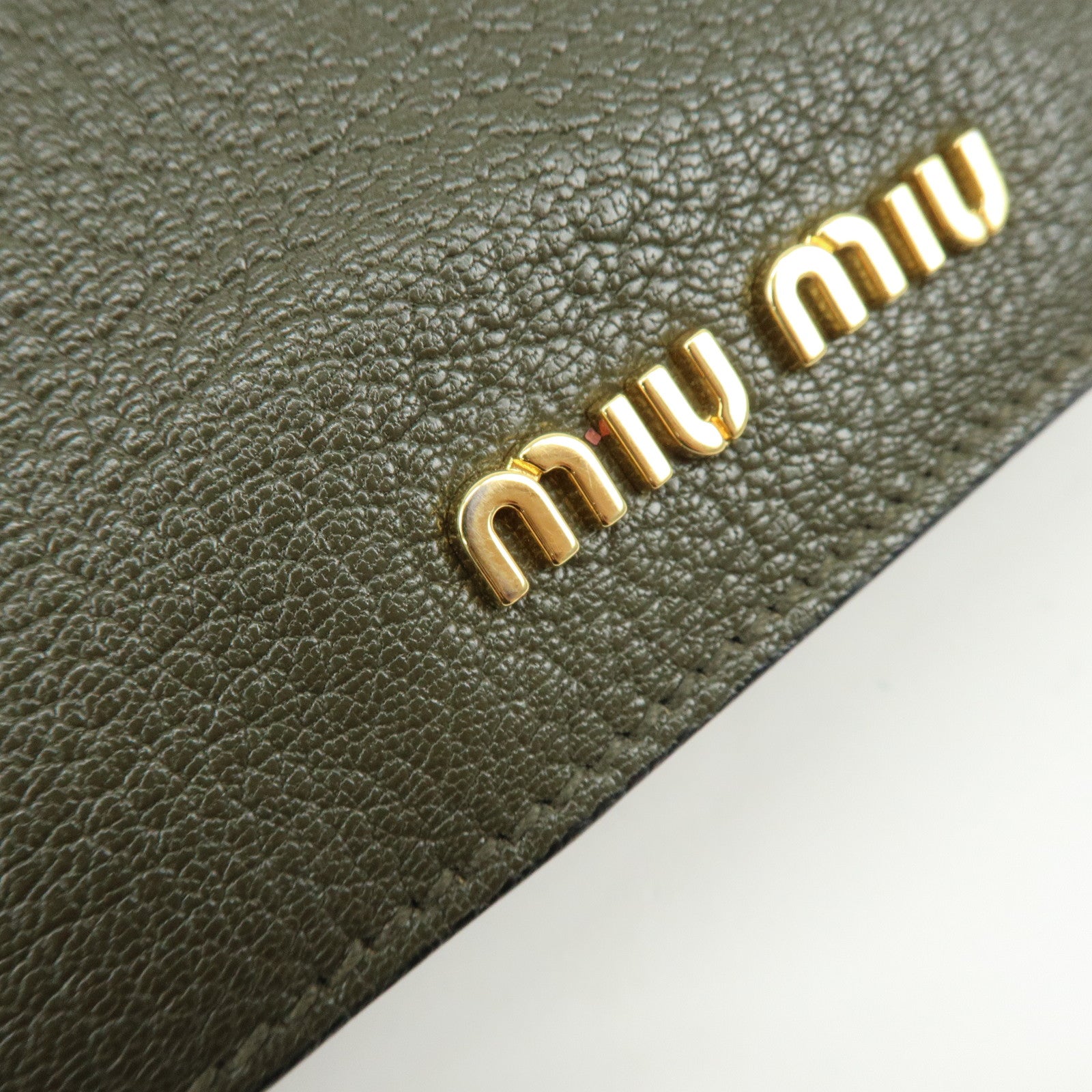 MIU MIU Madras Leather 2Way Bag Hand Bag Shoulder Bag Khaki 5BA104