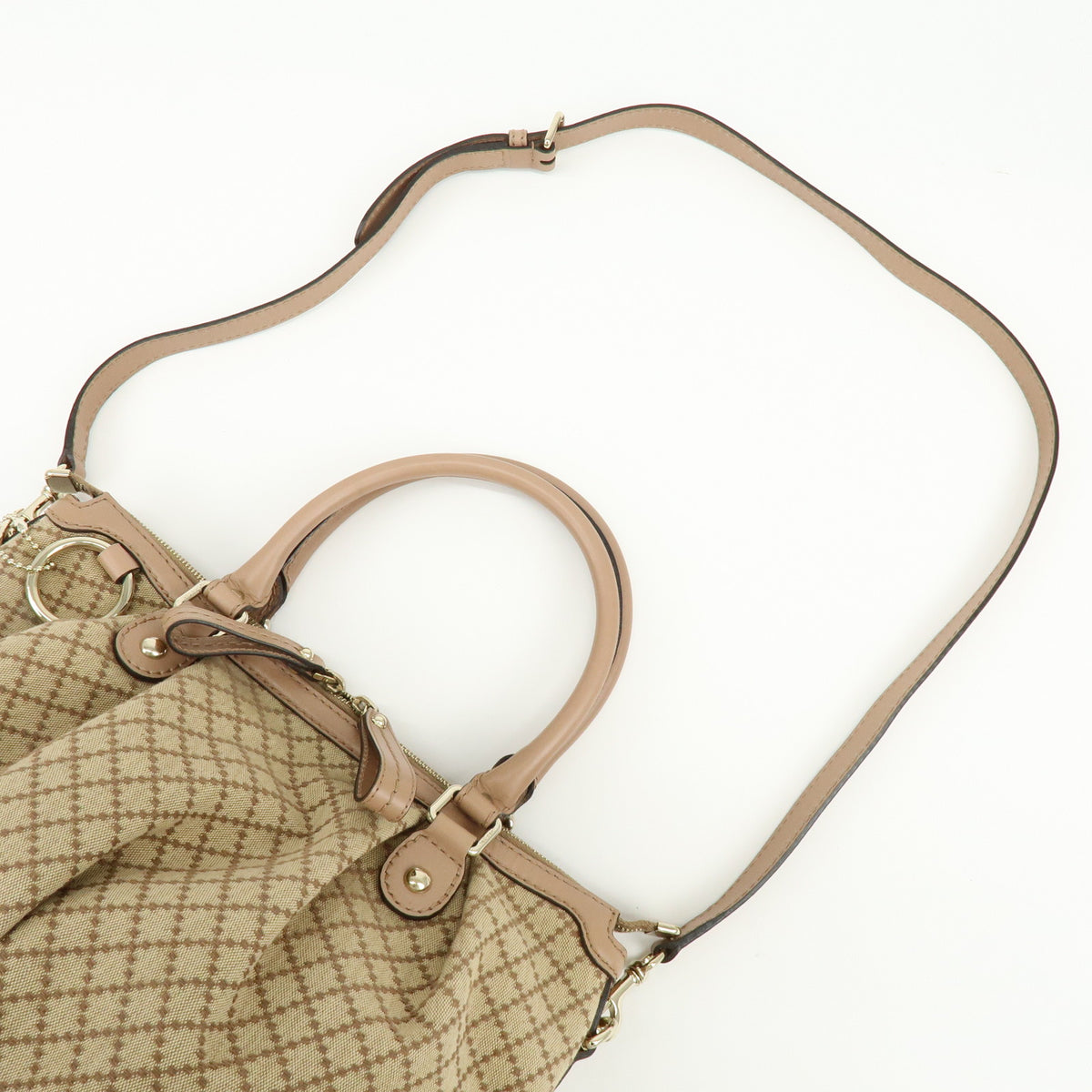 GUCCI Sukey Diamante Interlocking G GG Canvas Leather 2Way Bag 247902