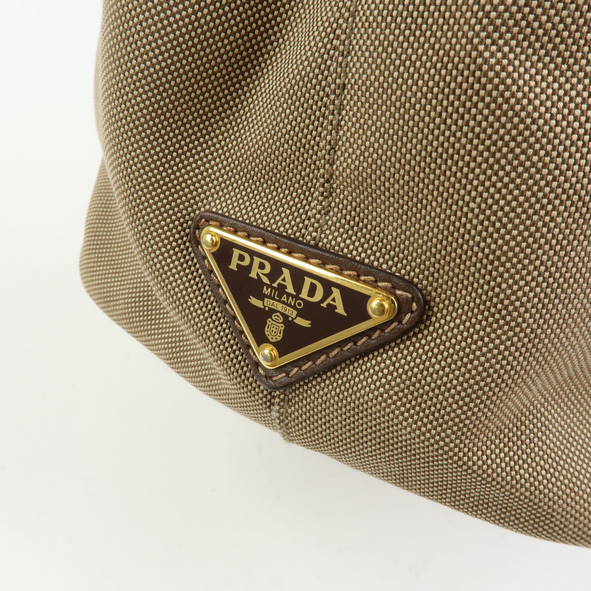PRADA Triangle Logo Jacquard Canvas Leather 2Way Bag Hand Bag BN2832