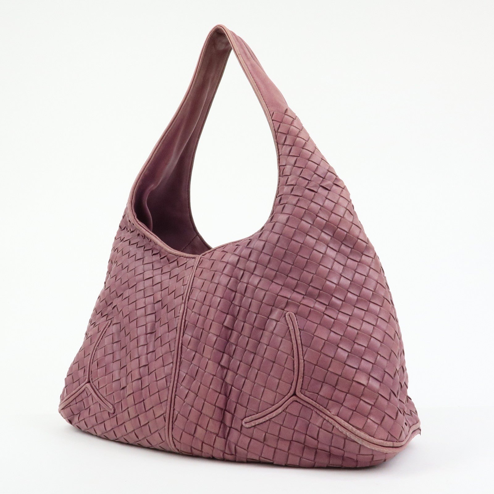 BOTTEGA VENETA Intrecciato Leathe Shoulder Bag Hand Bag Purple 145552