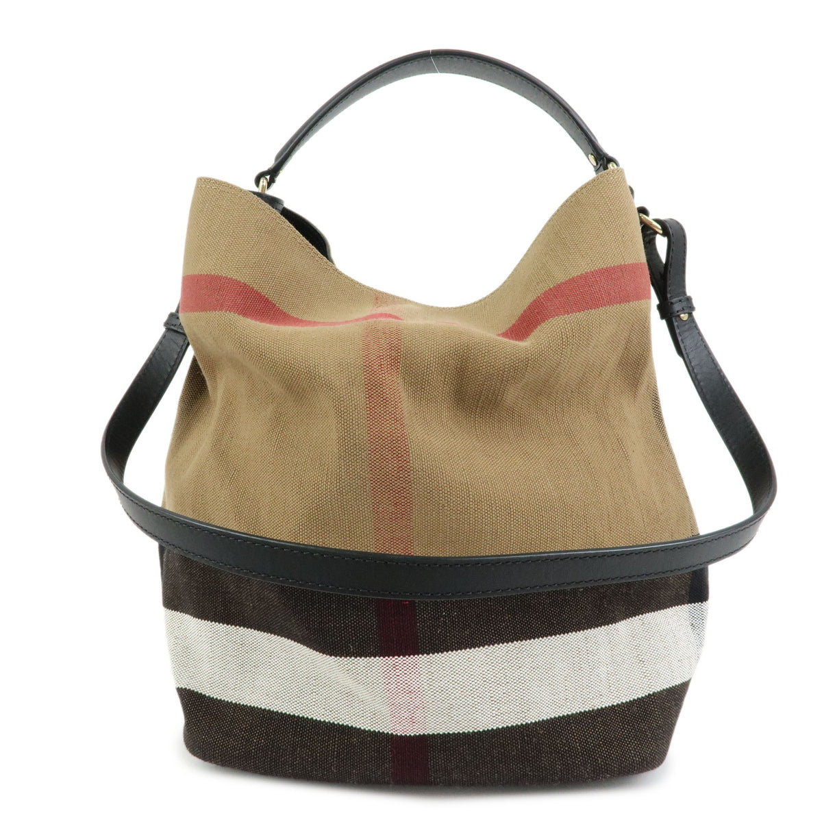 BURBERRY Nova Plaid Ashby Canvas Leather 2Way Bag Shoulder Bag Black