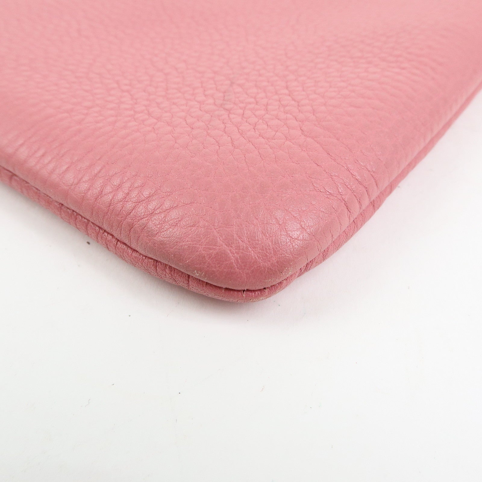 GUCCI Bamboo Leather Clutch Bag Pouch Tassel Charm Pink 376858