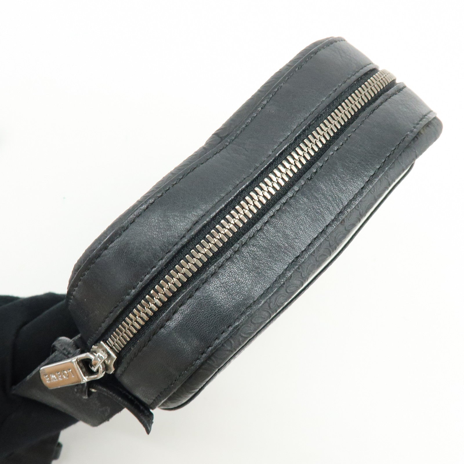 LOEWE Repeat Anagram PVC Leather Shoulder Bag Crossbody Bag Black