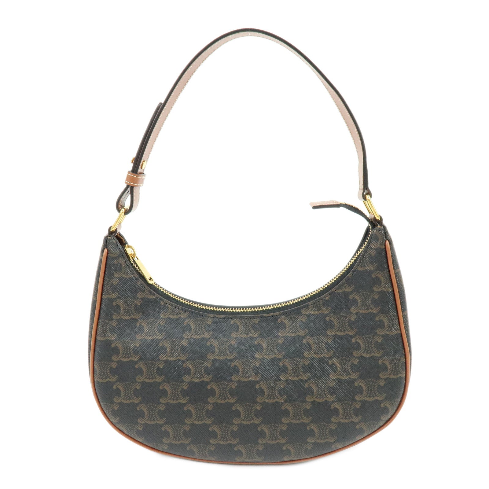 CELINE AVA PVC Leather Shoulder Bag Hand Bag Black Brown