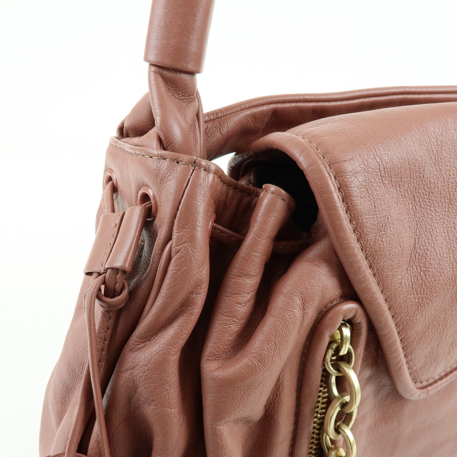 Chloe See by Chloe Leather Shoulder Bag Hand Bag Tassel Charm Pink