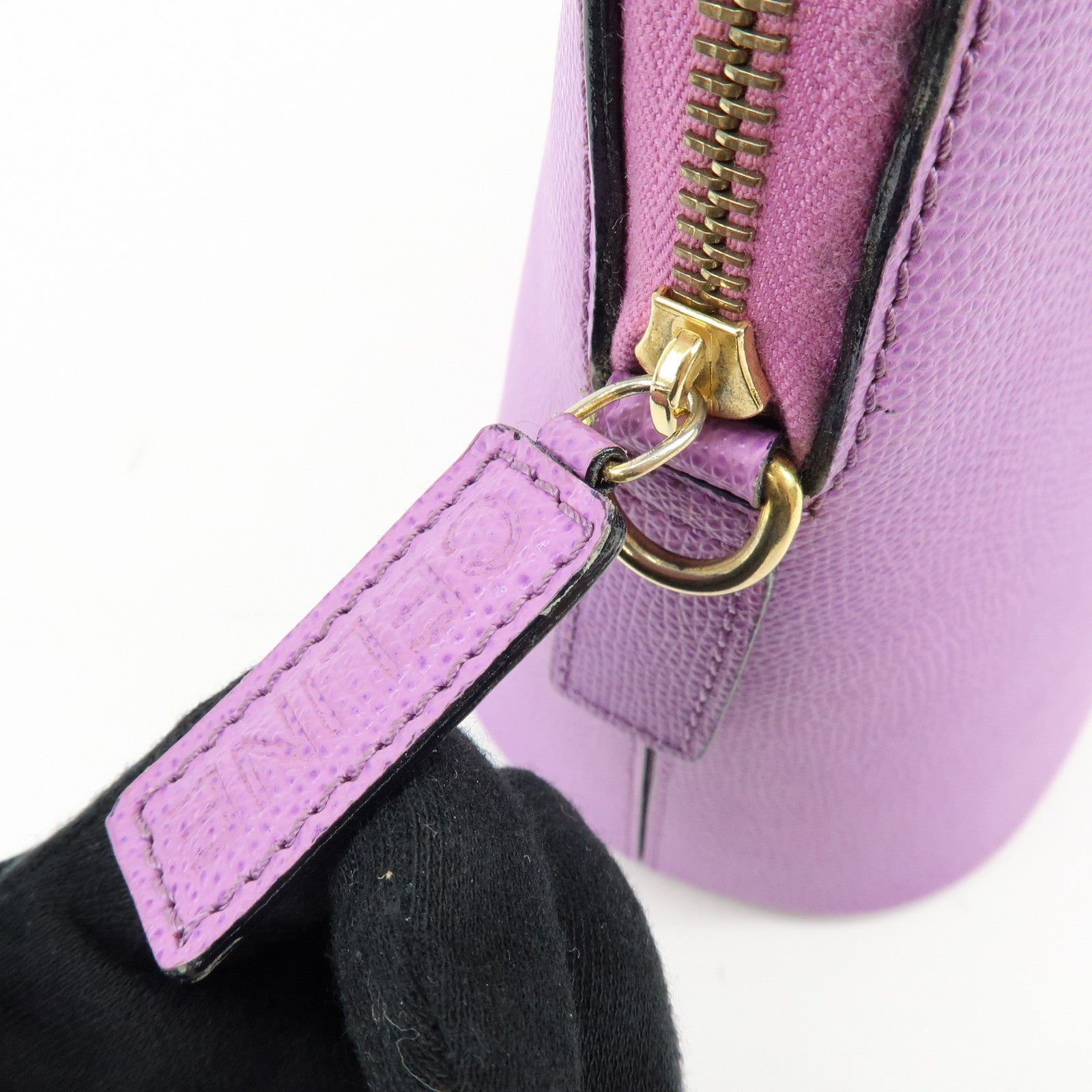 CELINE Leather 2Way Bag Shoulder Hand Bag Purple