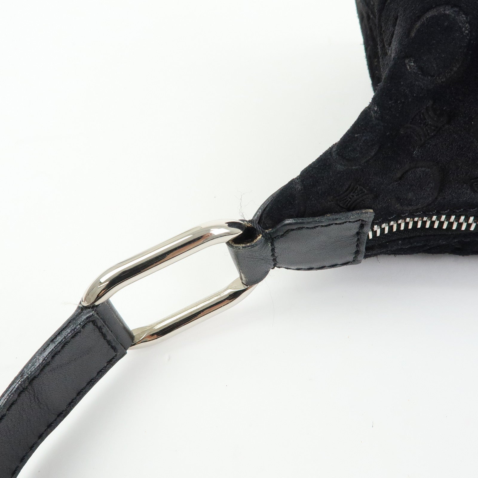 CELINE C Macadam Suede Leather Shoulder Bag Hand Bag Black
