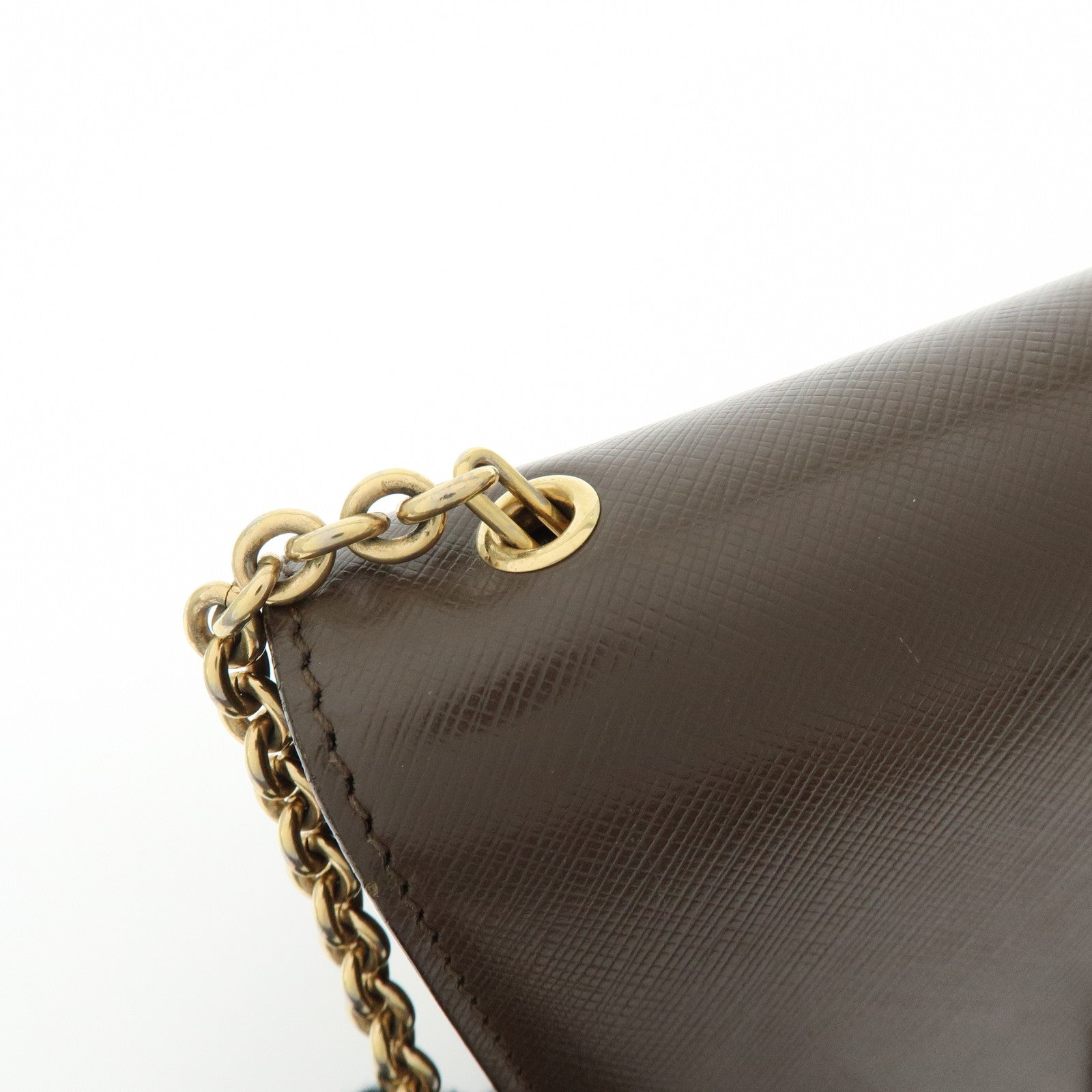 Ferragamo Vara Ribbon Embossed Leather Chain Shoulder Bag Brown