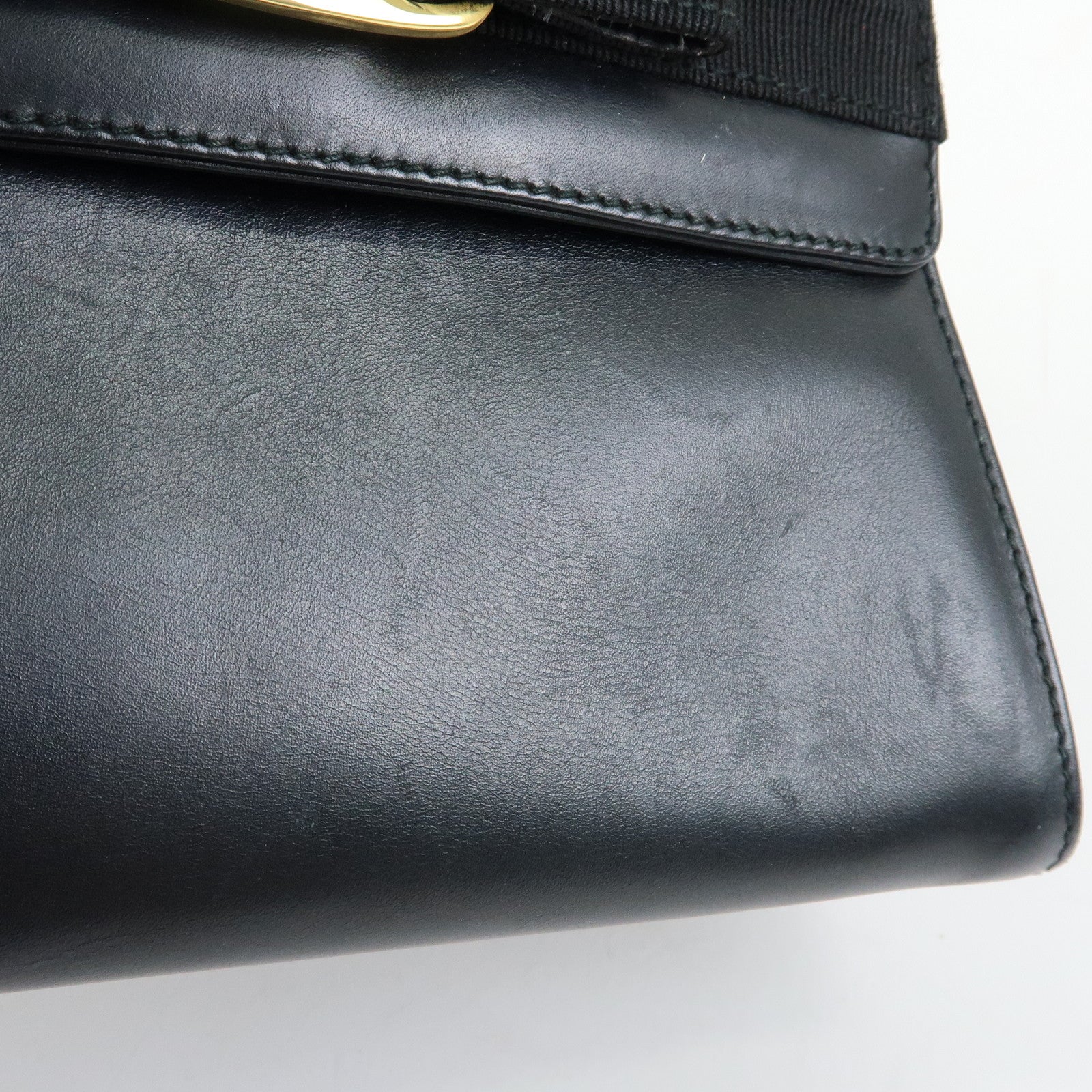 Ferragamo Vara Ribbon Leather 2Way Hand Bag Shoulder Bag Black