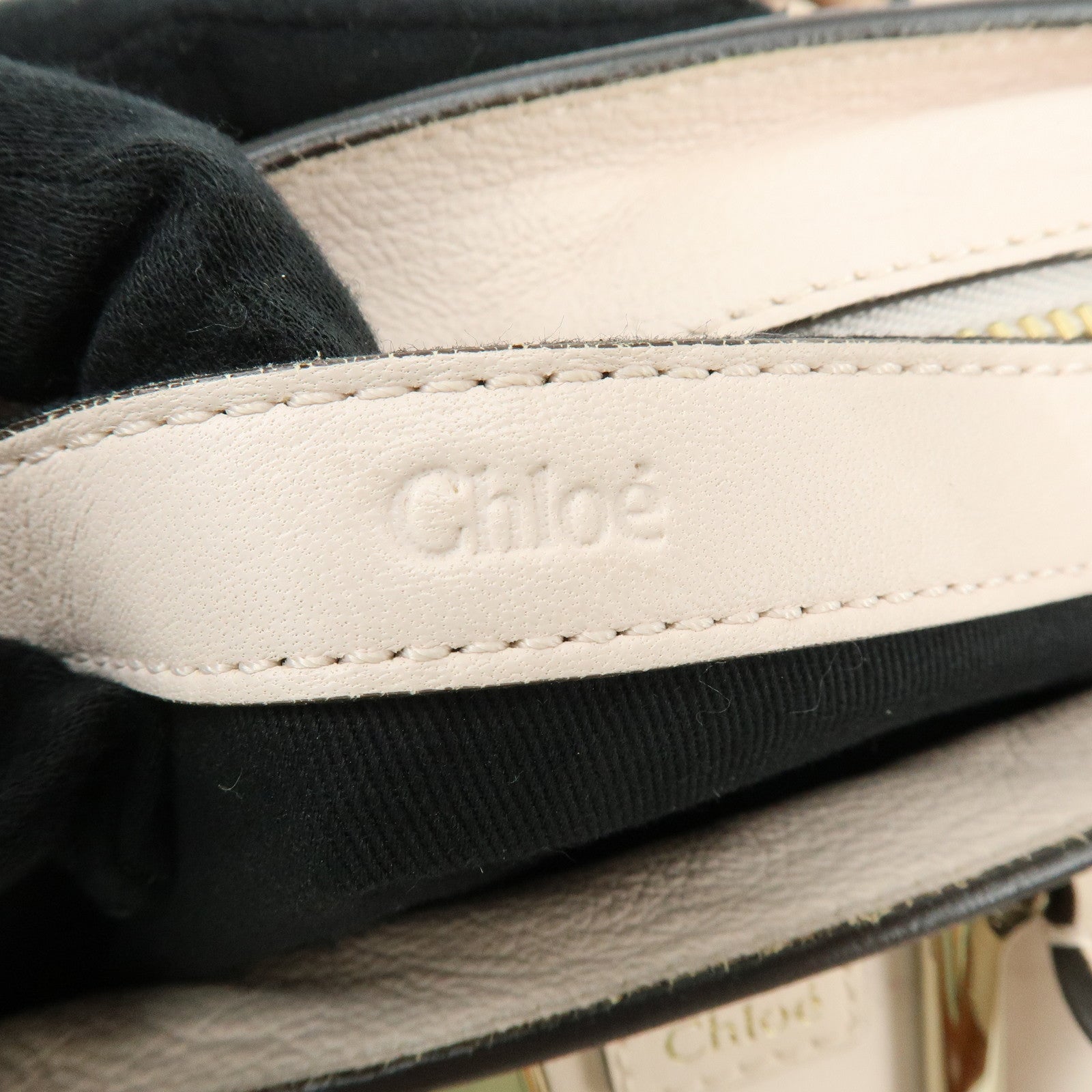 Chloe Ethel Leather 2Way Bag Shoulder Bag Hand Bag Light Beige