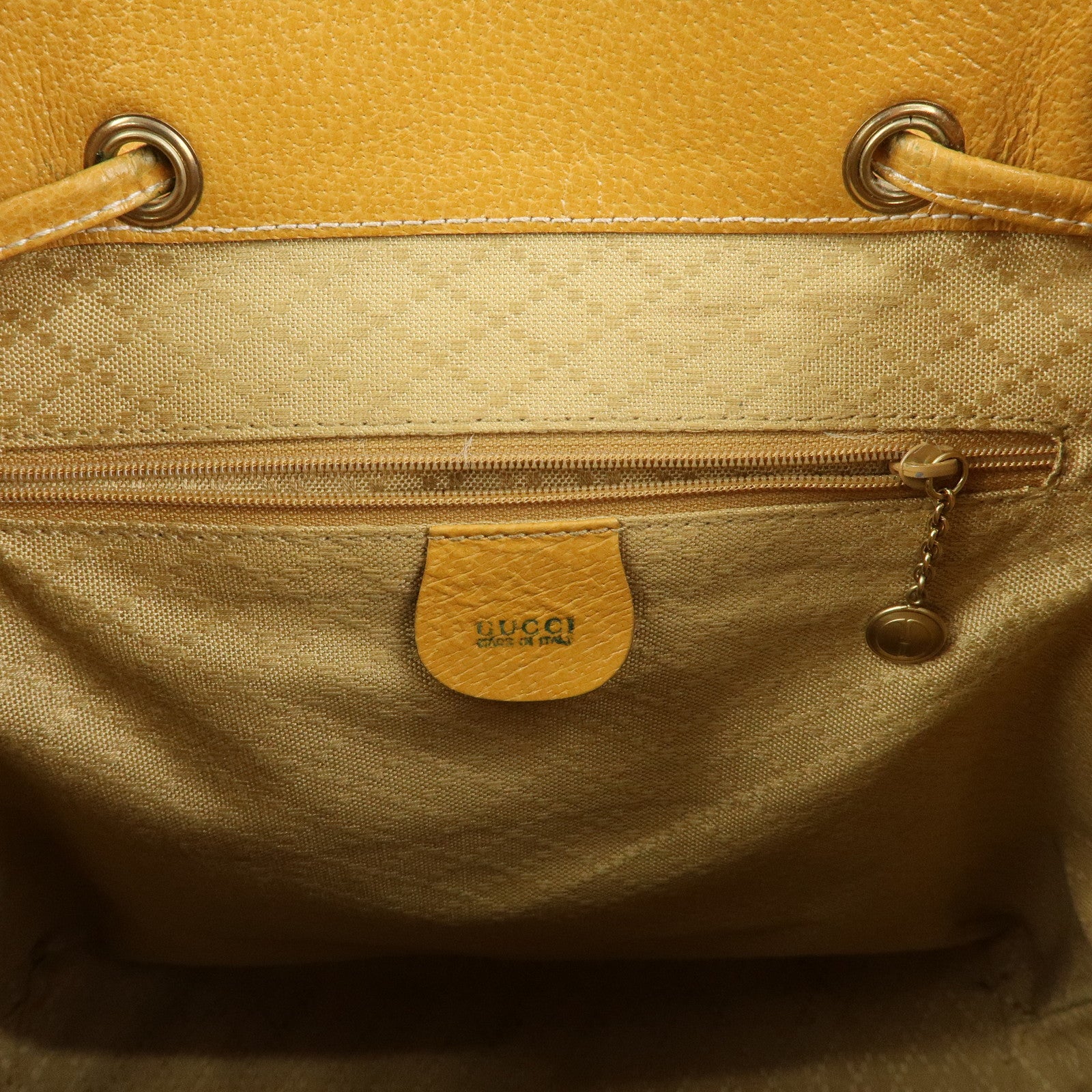 GUCCI Bamboo Leather Backpack Rucksack Mustard 003 1998 0016