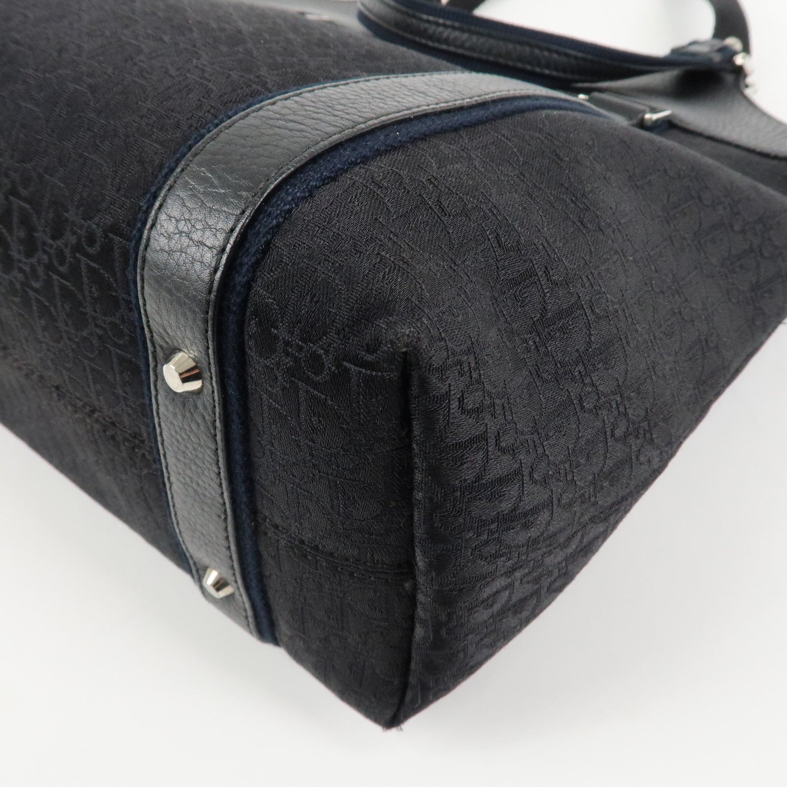 Christian Dior Street Chic Trotter Canvas Leather Tote Bag Black Used