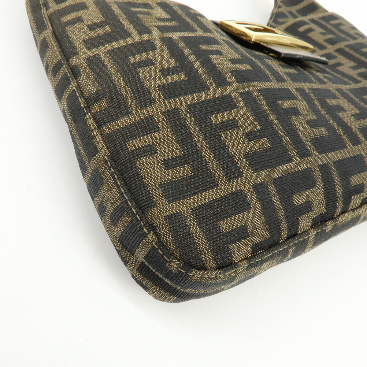FENDI Zucca Canvas Leather Shoulder Bag Hand Bag Brown Black 26569