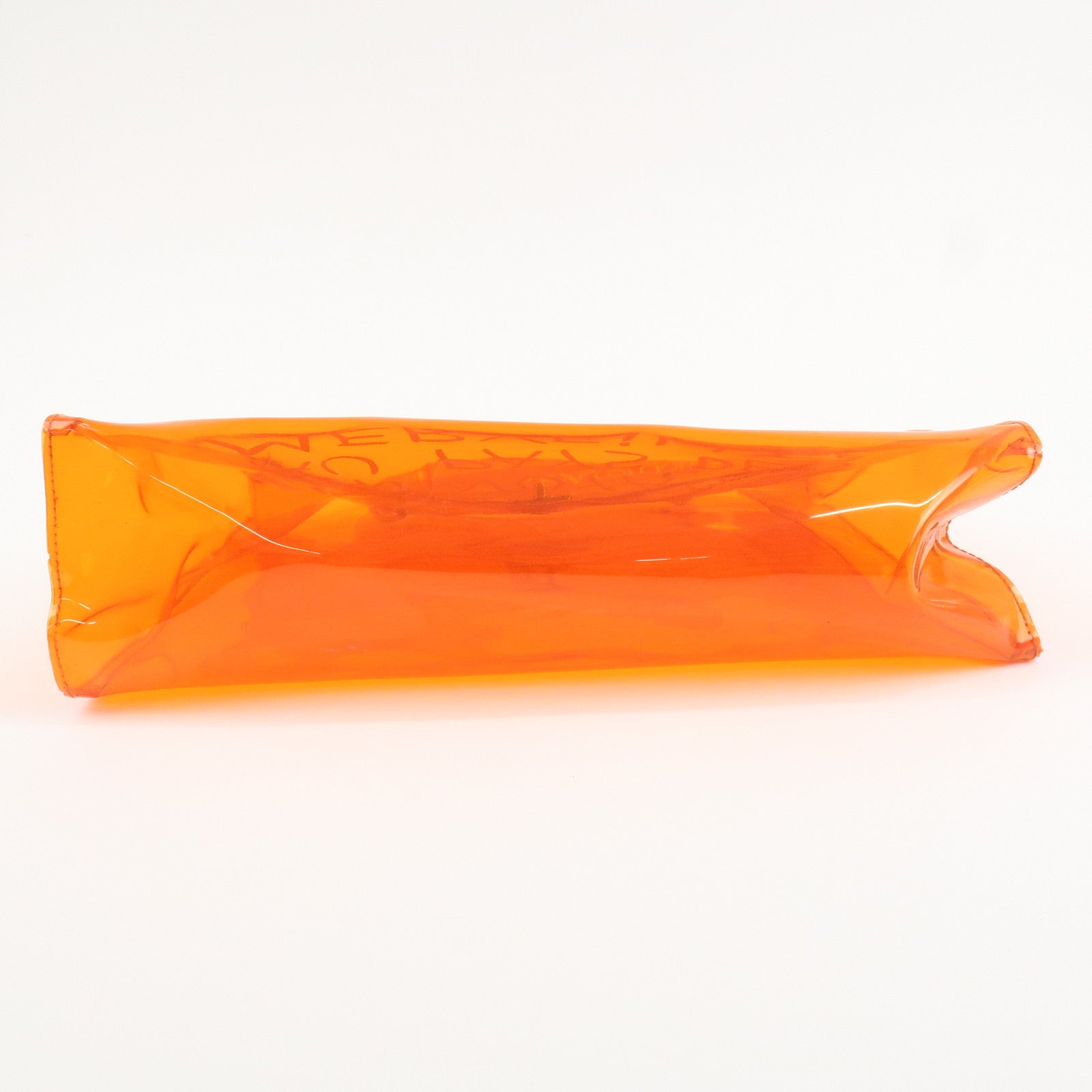 HERMES Vinyl Kelly Hand Bag Clear Orange Gold Hardware Used