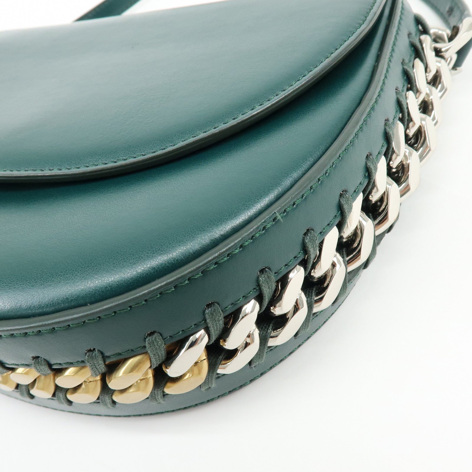 STELLA MCCARTNEY Frayme Medium Faux Leather Shoulder Bag Green