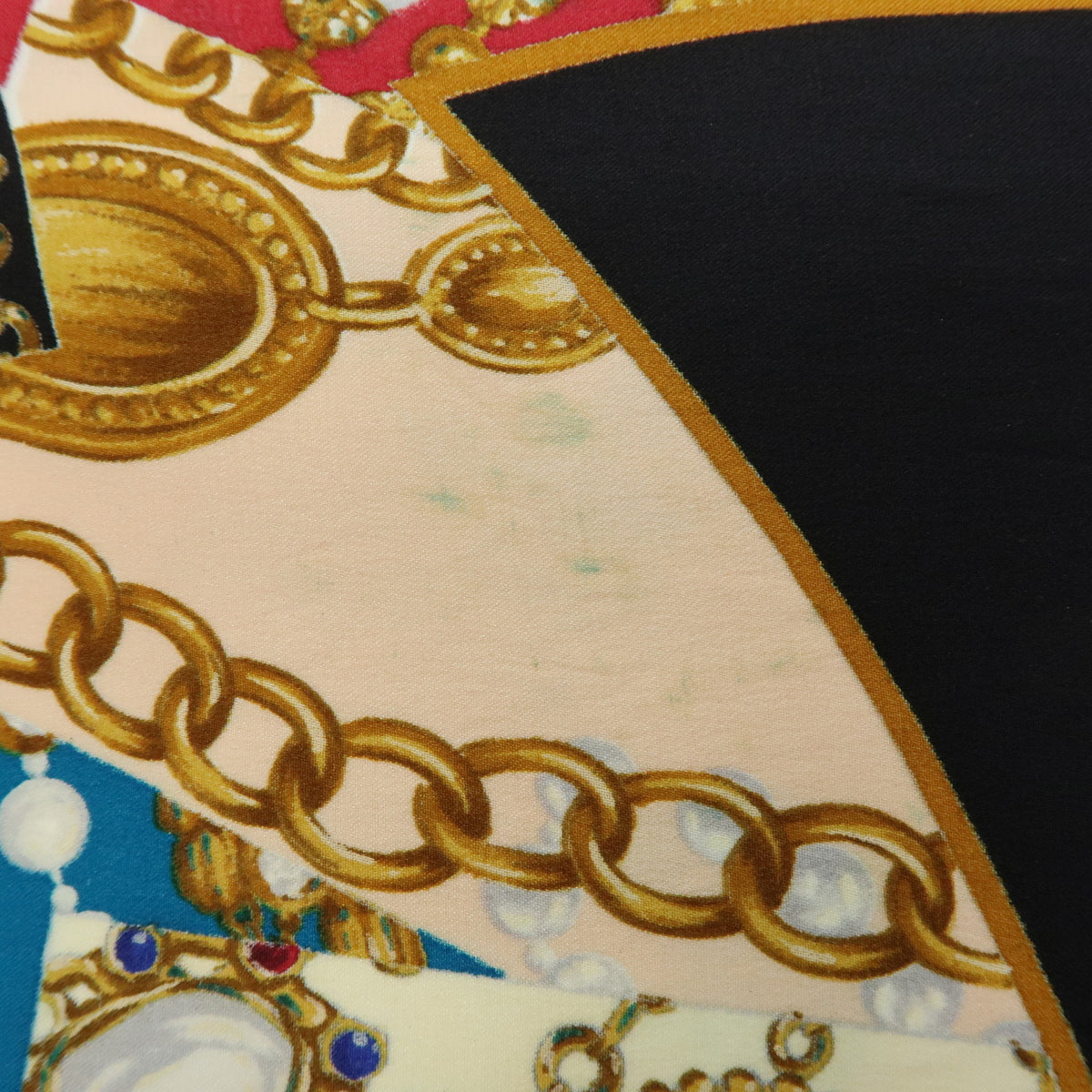 CHANEL Lot of 2 Silk 100% Scarf Flower Jewelry Motif Black Gold