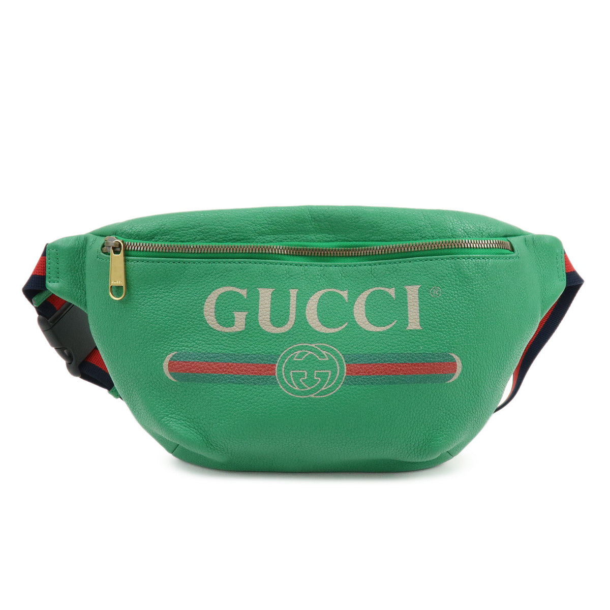 GUCCI Sherry Vintage Logo Leather Waist Bag Body Bag Green Red 493869