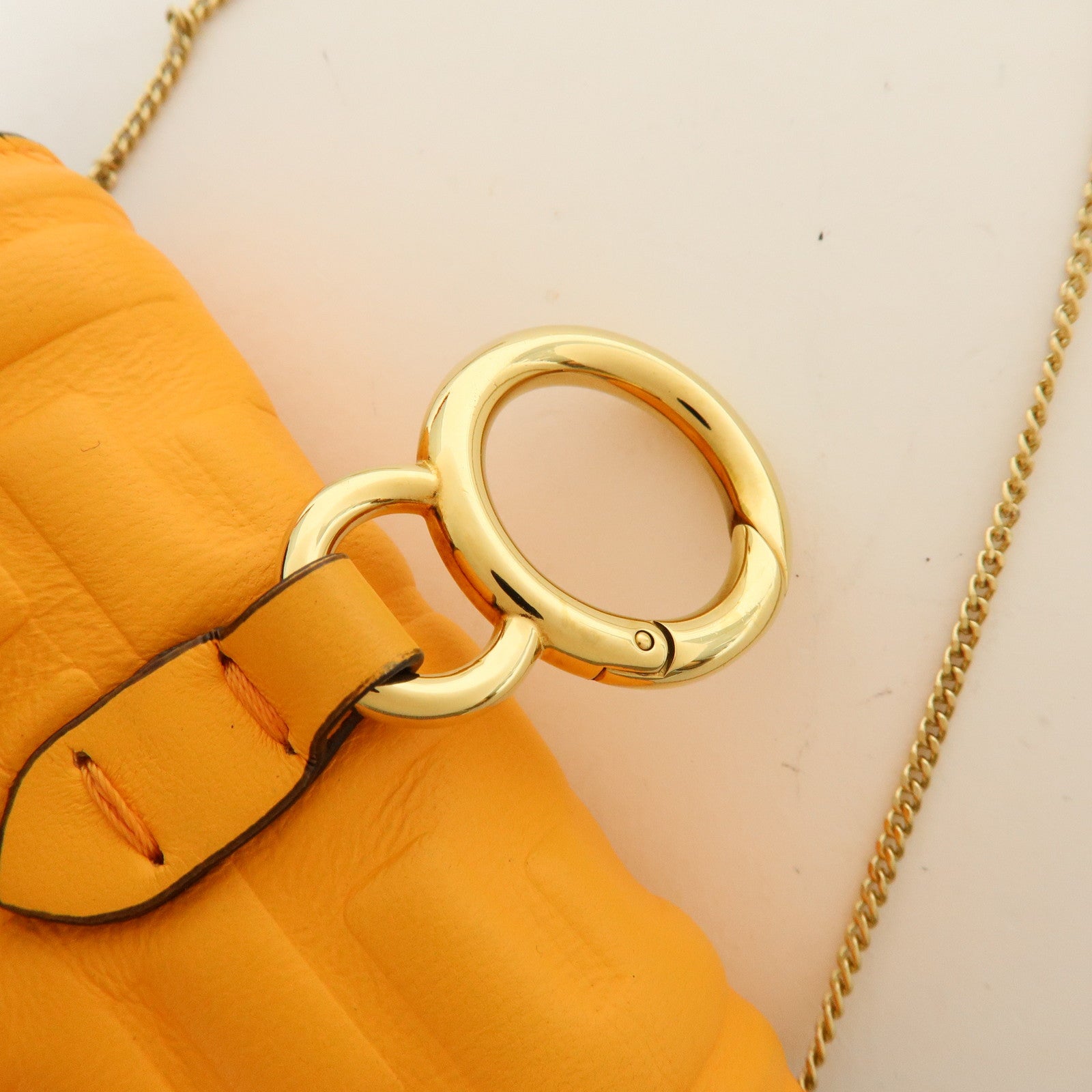 FENDI Nappa Leather Nano Baguette Charm Shoulder Bag Orange 7AR844