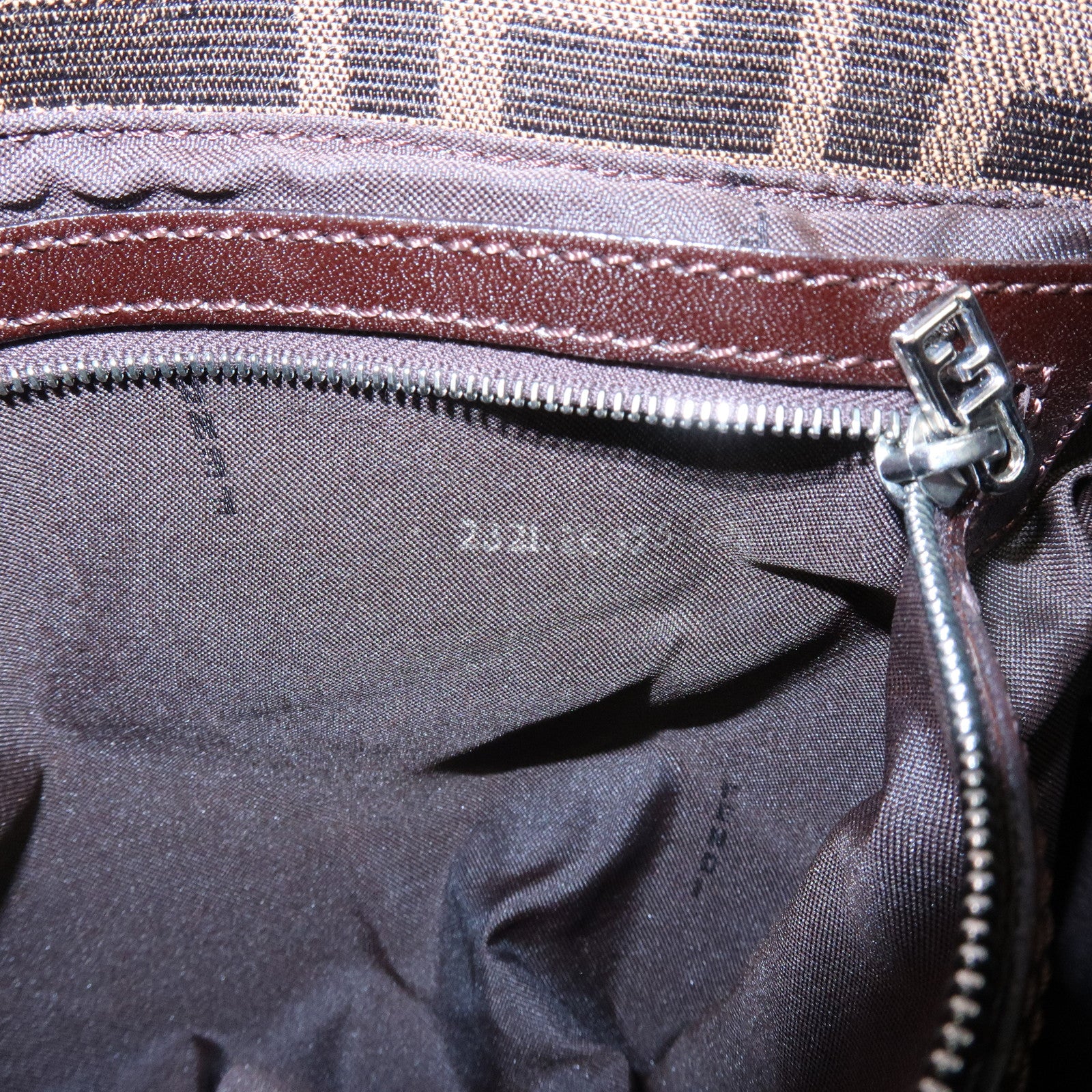 FENDI Mamma Baguette Zucca Canvas Leather Shoulder Bag Hand Bag 26325