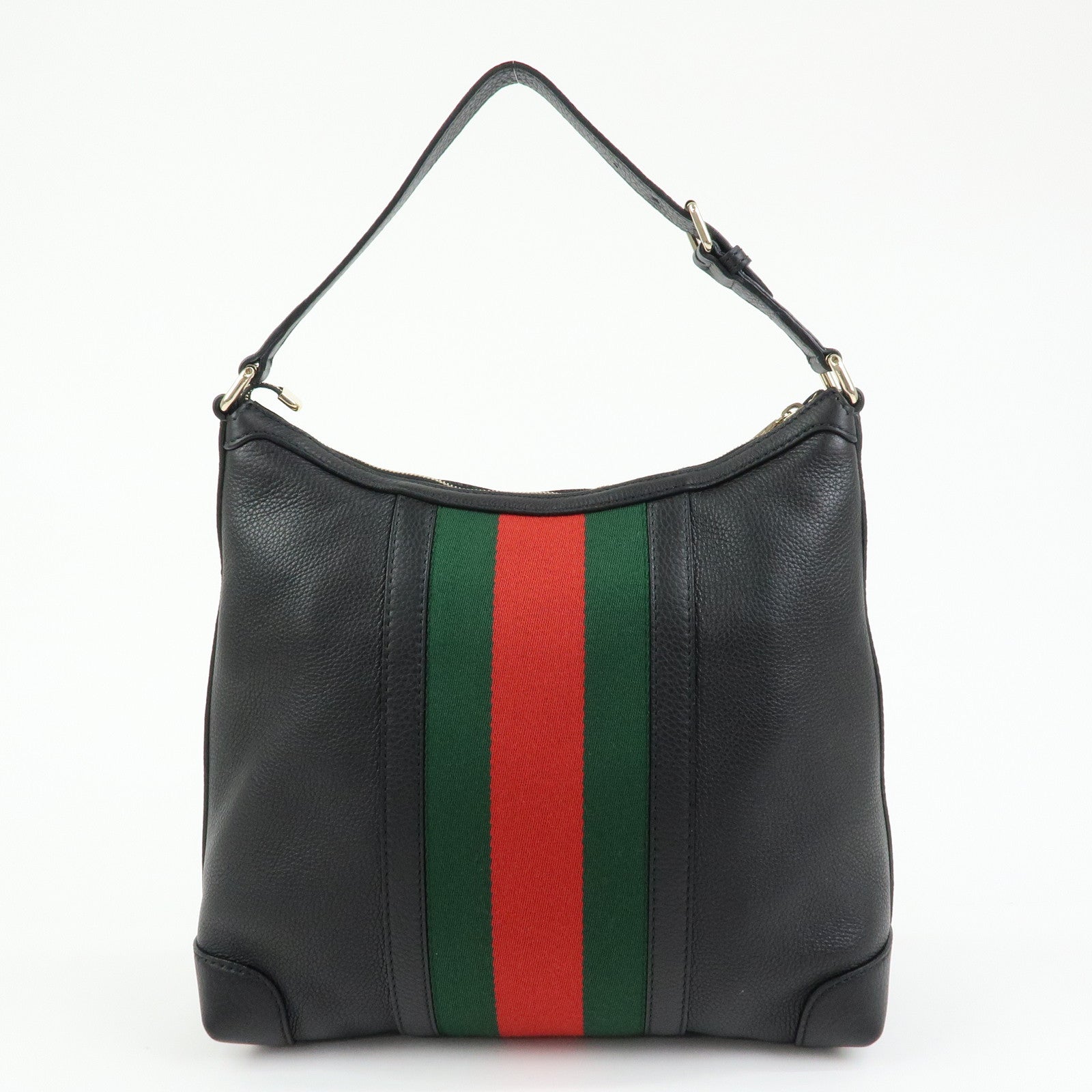 GUCCI Sherry Leather Shoulder Bag Hobo Bag Tote Bag Black 257084