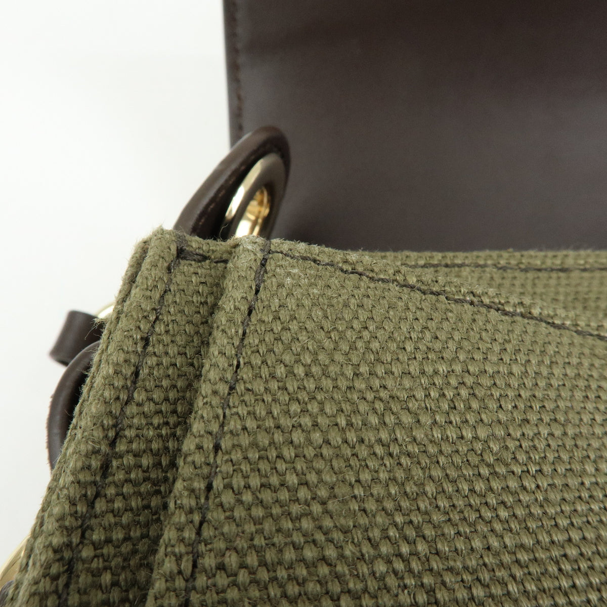 Chloe Tess Small Canvas Leather 2Way Bag Hand Bag Brown Green