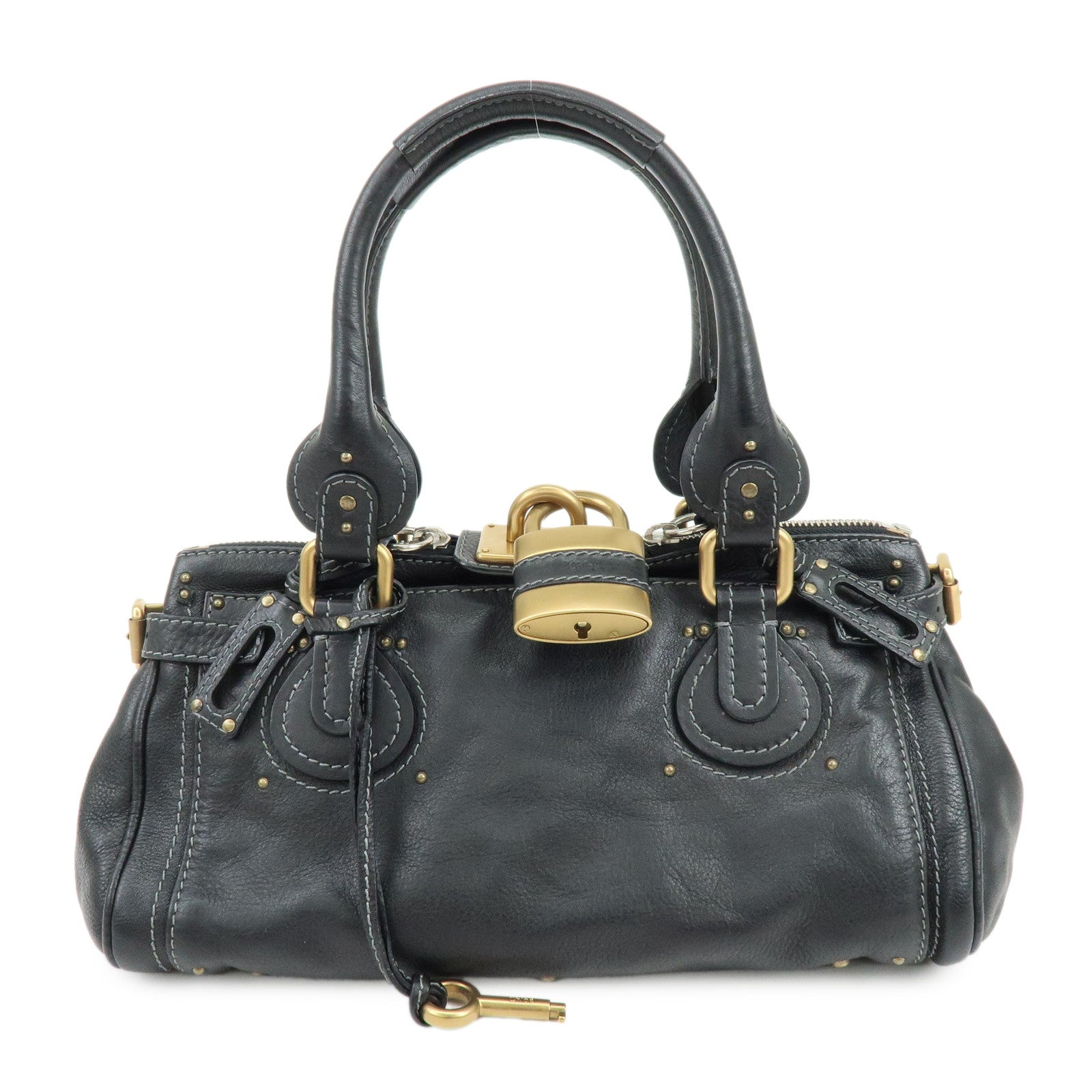 Chloe Paddington Leather Hand Bag Shoulder Bag Black