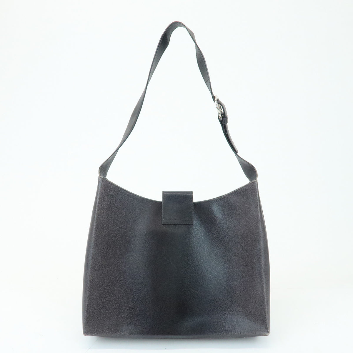 Ferragamo Gancini Leather Shoulder Bag Hand Bag Black Grey
