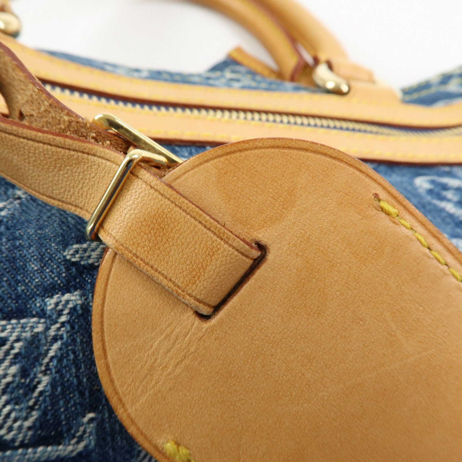 Louis Vuitton Monogram Denim Flat Shopper Tote Bag Blue M95018