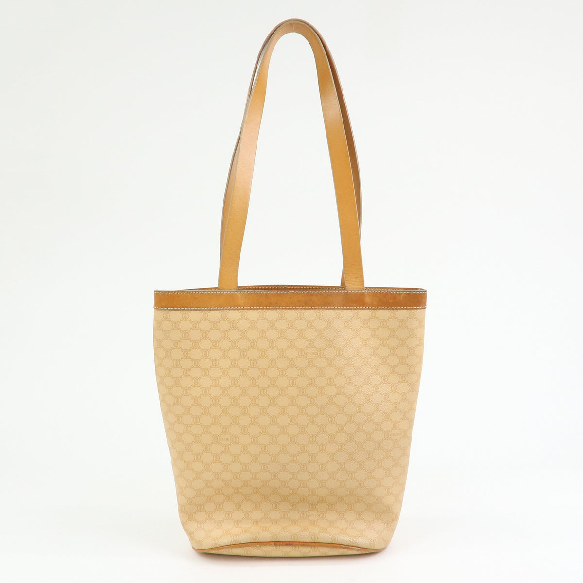 CELINE Macadam PVC Leather Shoulder Bag Tote Bag Beige Brown