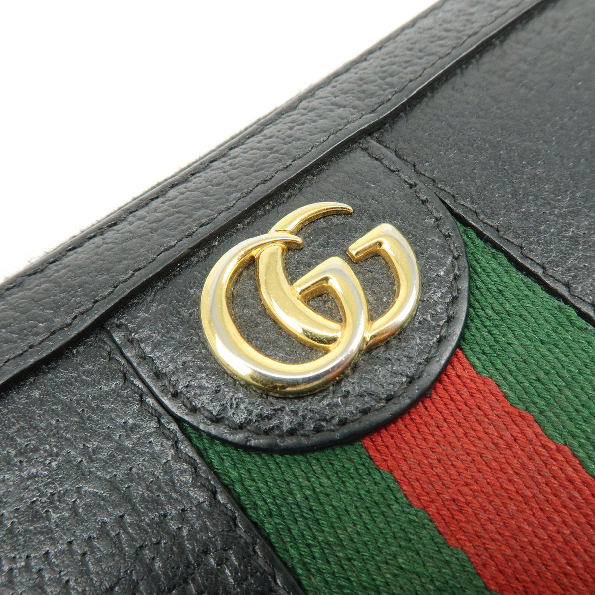 GUCCI Ophidia Sherry Double G Leather Round Zippy Wallet Black 523154