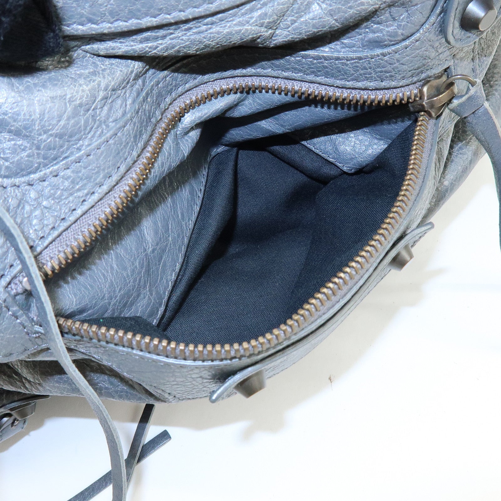 BALENCIAGA Classic Velo Leather Hand Bag Grey 235216