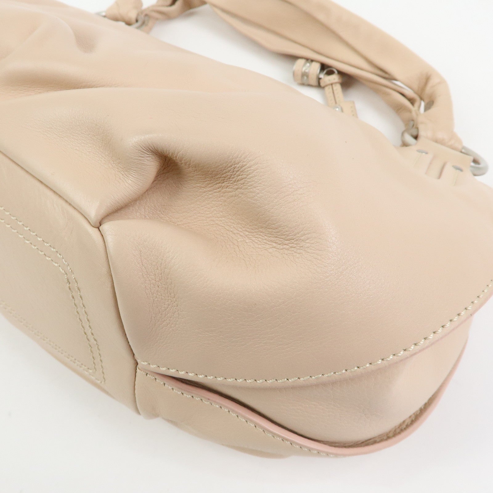 CELINE Bittersweet Leather Shoulder Bag Hand Bag Pink Beige