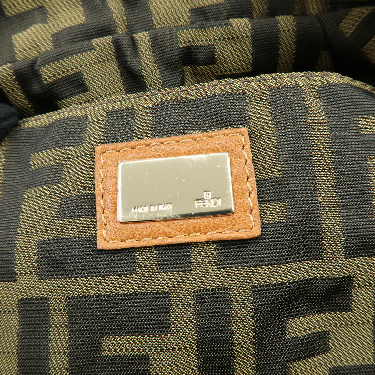 FENDI Zucca Mini Spy Bag Nappa Leather Hand Bag Camel Brown 8BL078