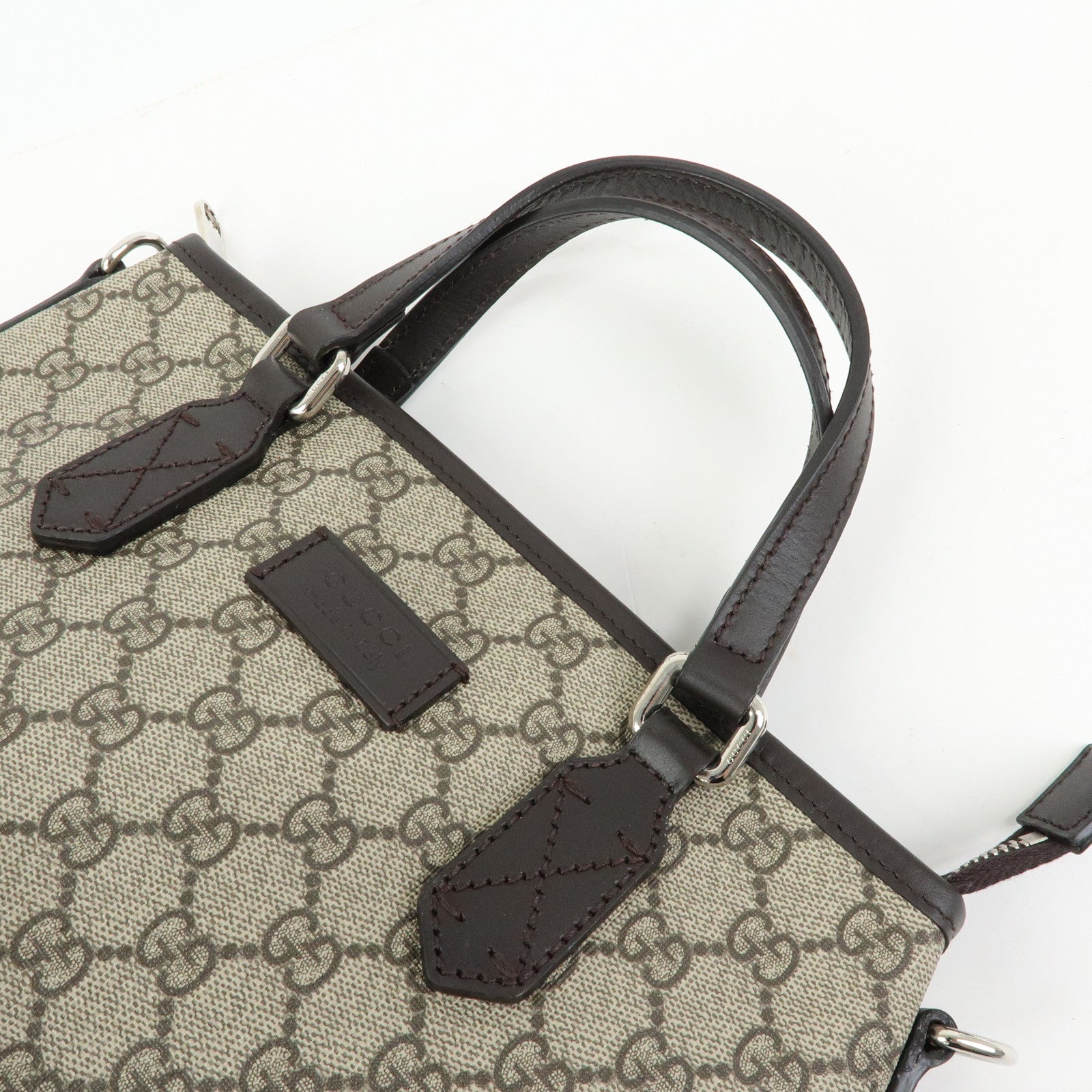 GUCCI GG Supreme 2Way Bag Hand Bag Shoulder Bag Beige Brown 429019