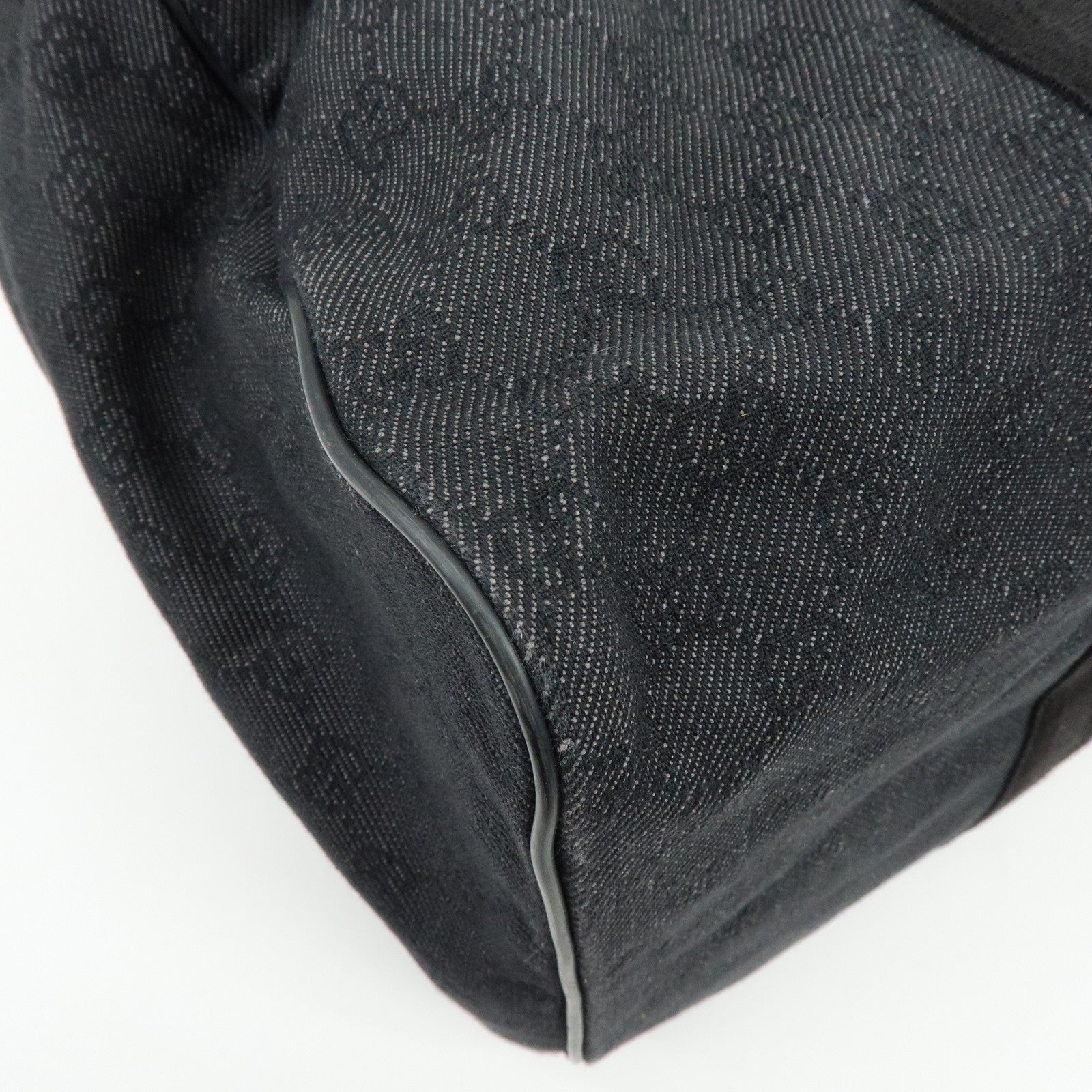 GUCCI GG Denim Leather Boston Bag Shoulder Bag Hand Bag Black 105671