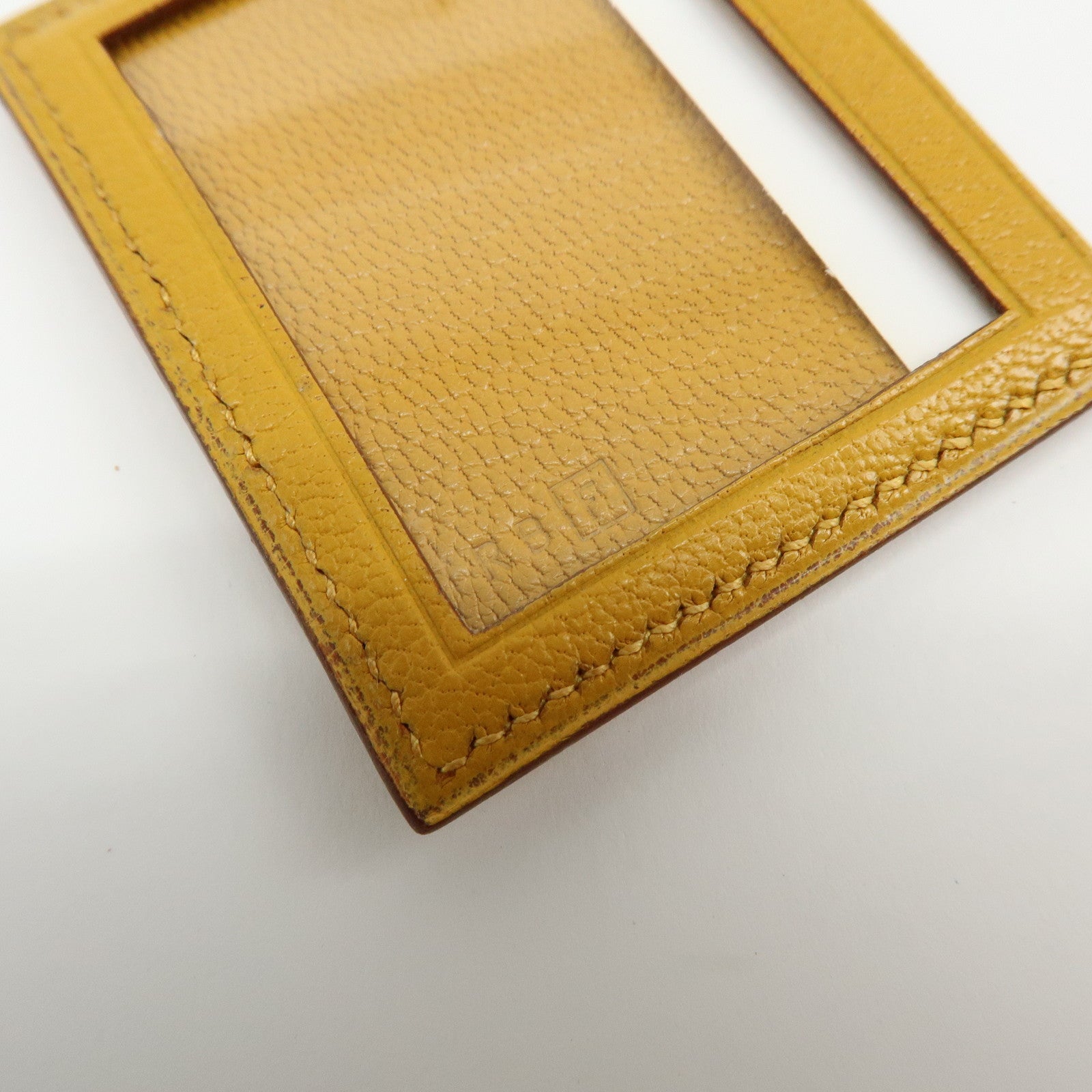 HERMES Leather Mini Photo Case Yellow □F Stamp 2002