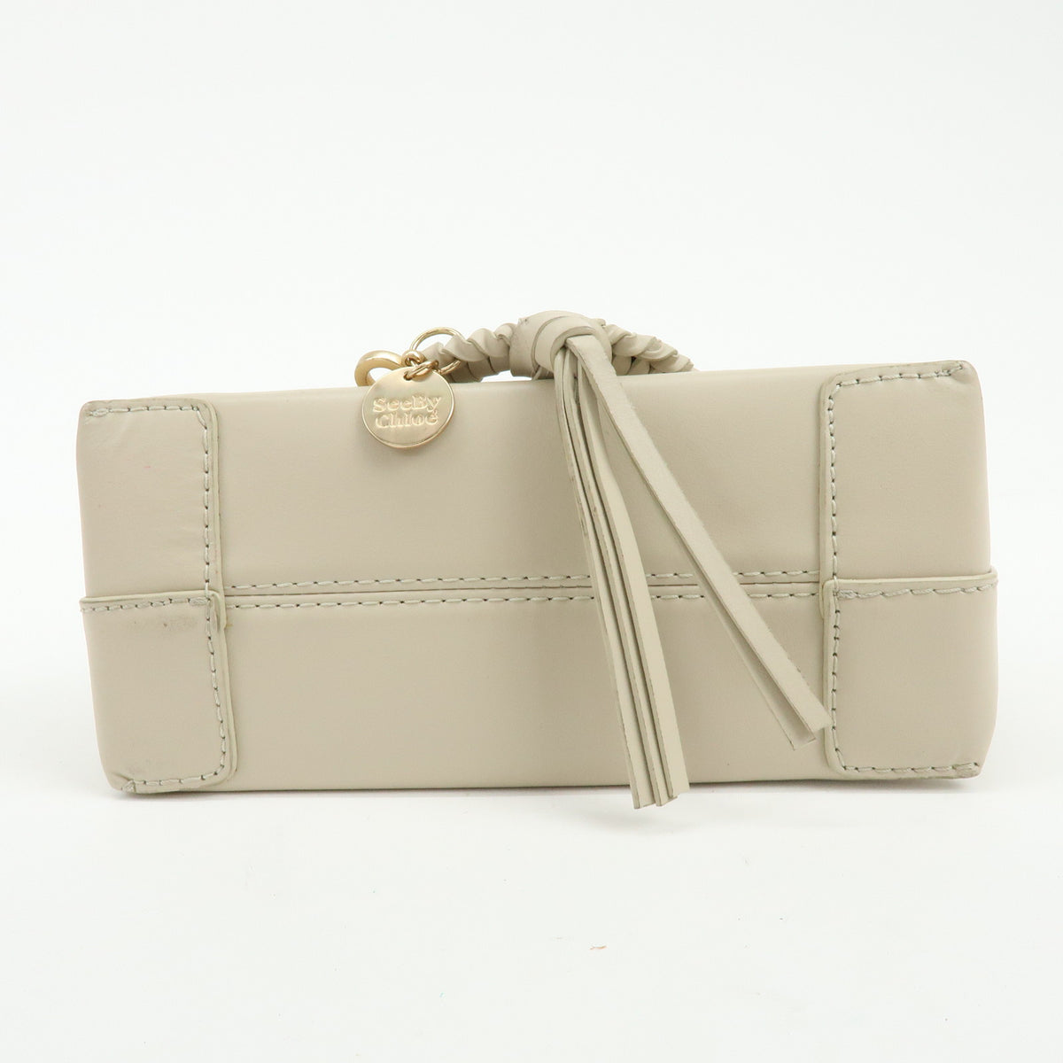 Chloe See By Chloe Joan Leather Hand Bag Clutch Bag Beige