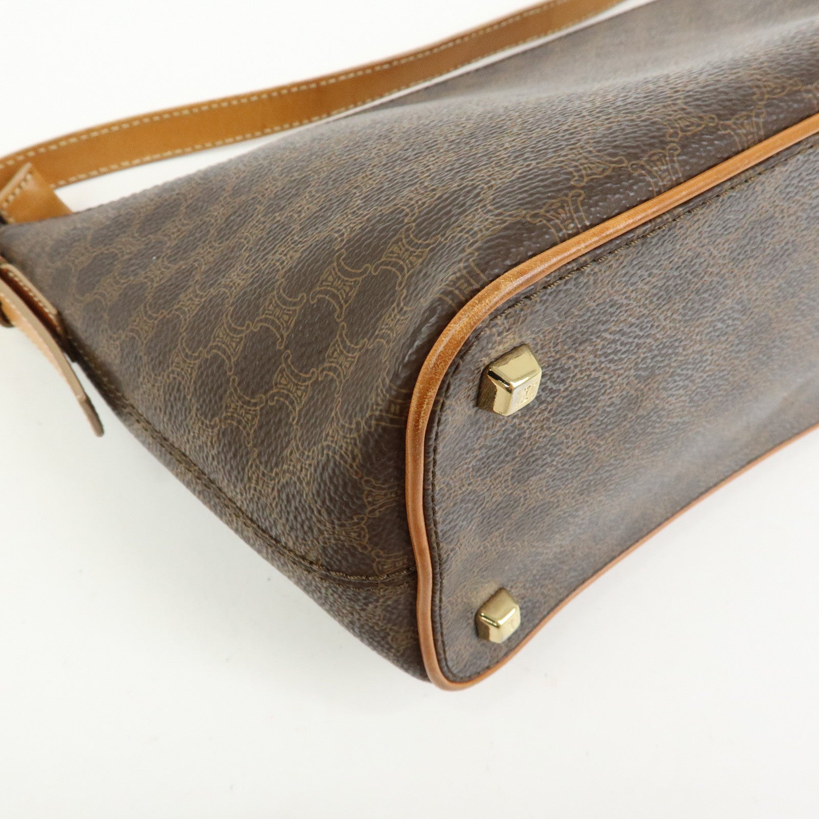 CELINE Macadam Leather Shoulder Bag Brown