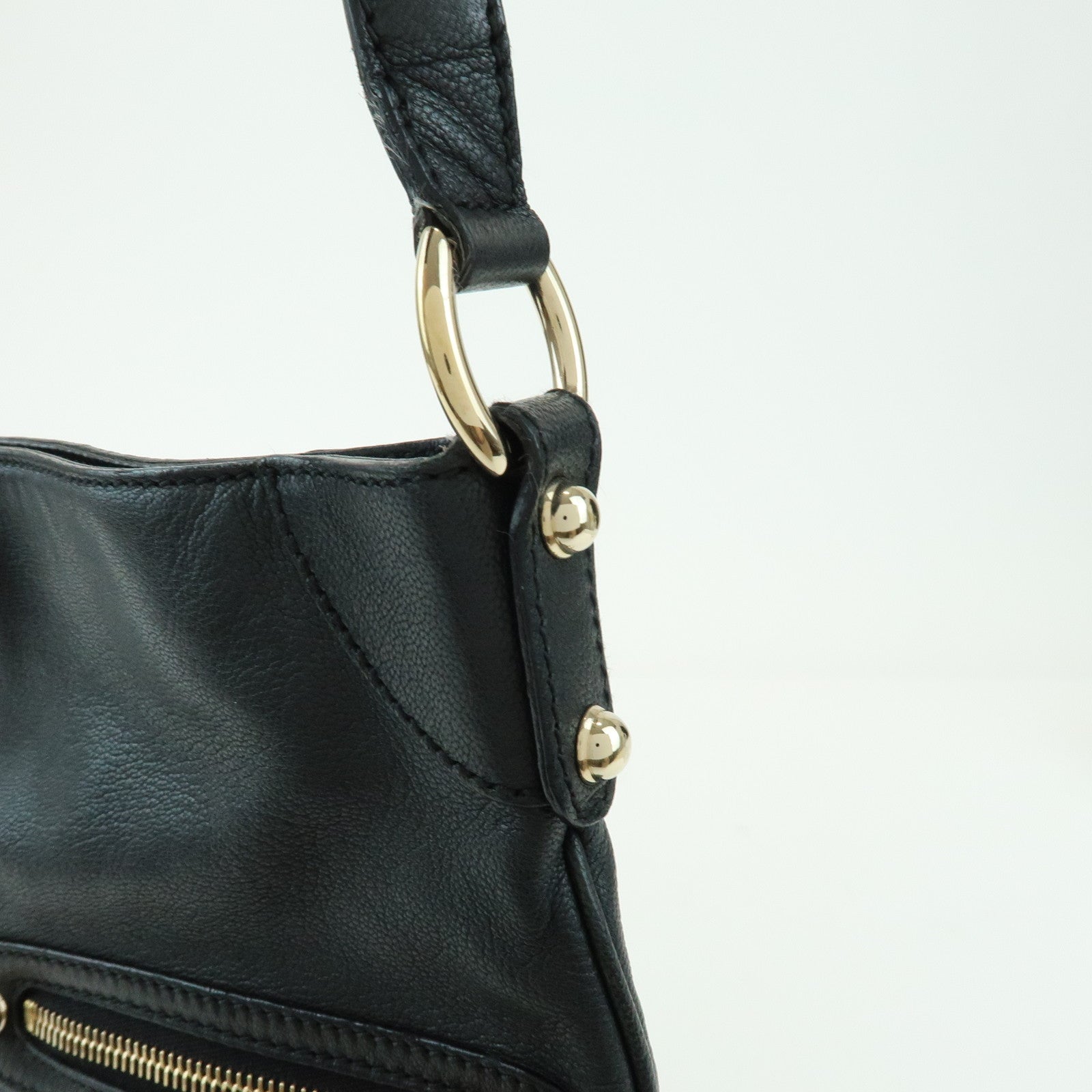 GUCCI Sherry Leather Shoulder Bag Hand Bag Black 154392