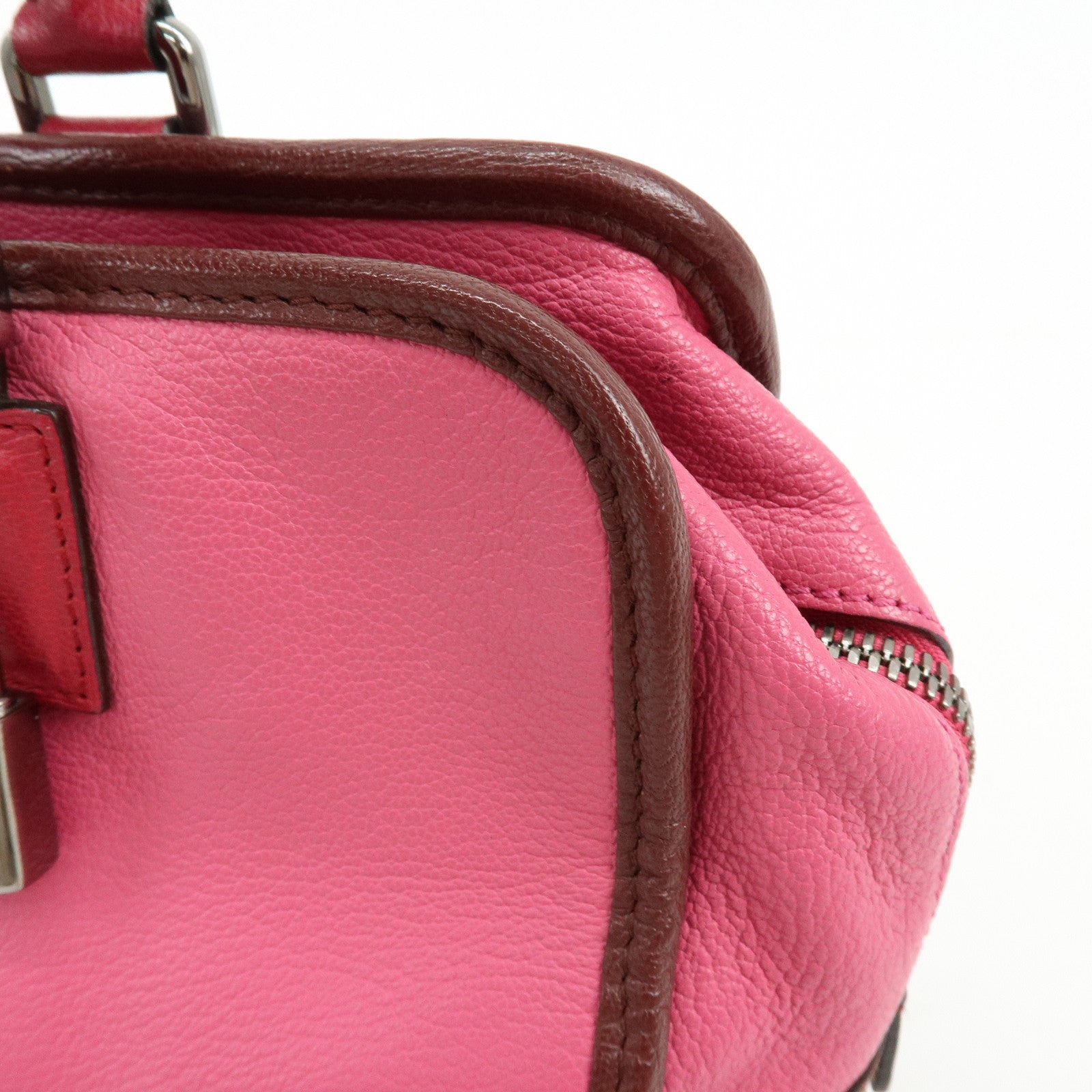 LOEWE Anagram Leather Amazona 28 Hand Bag Boston Bag Pink