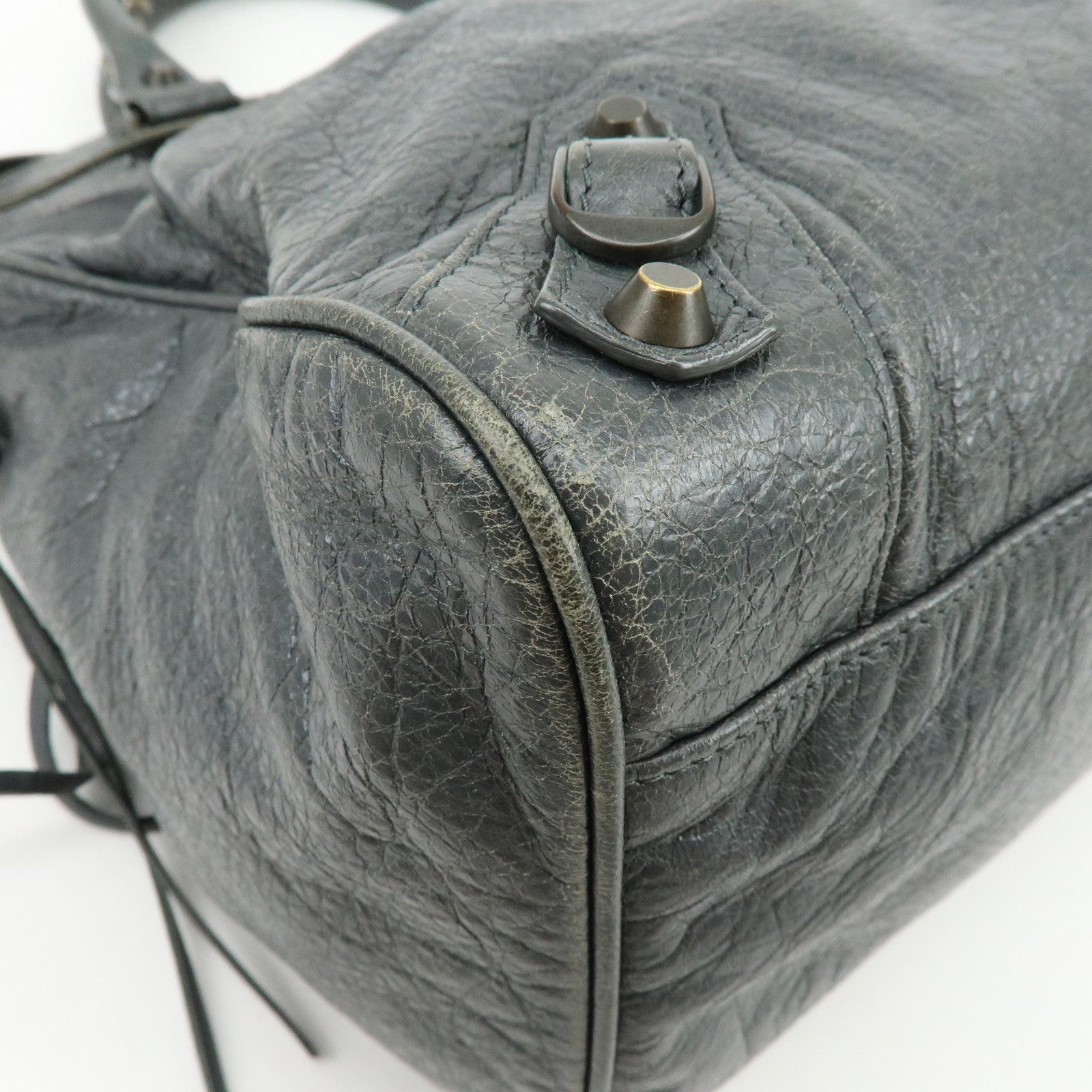 BALENCIAGA Classic Velo Leather Hand Bag Grey 235216