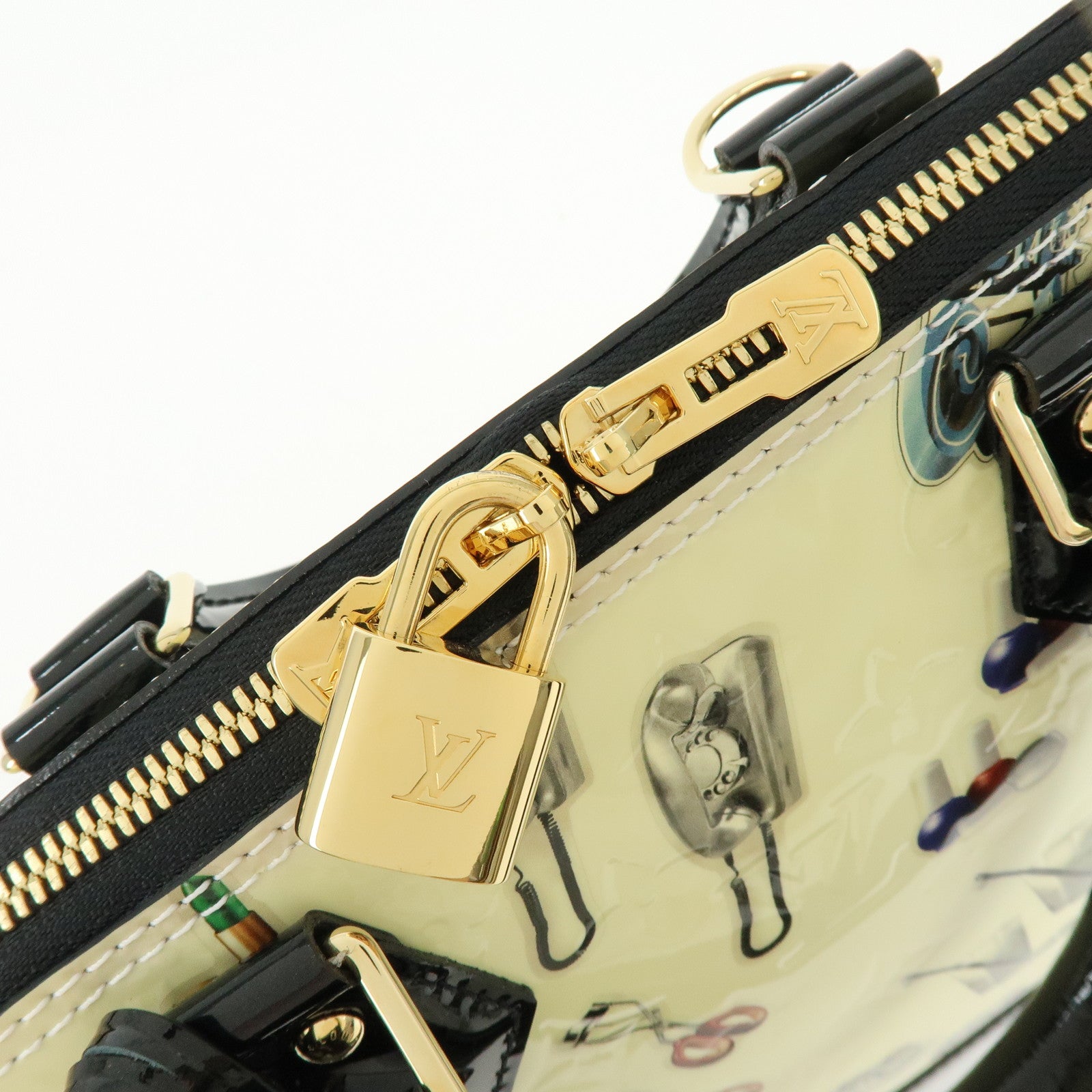 Louis Vuitton Monogram Vernis Sticker Alma PM Hand Bag Off White M50466