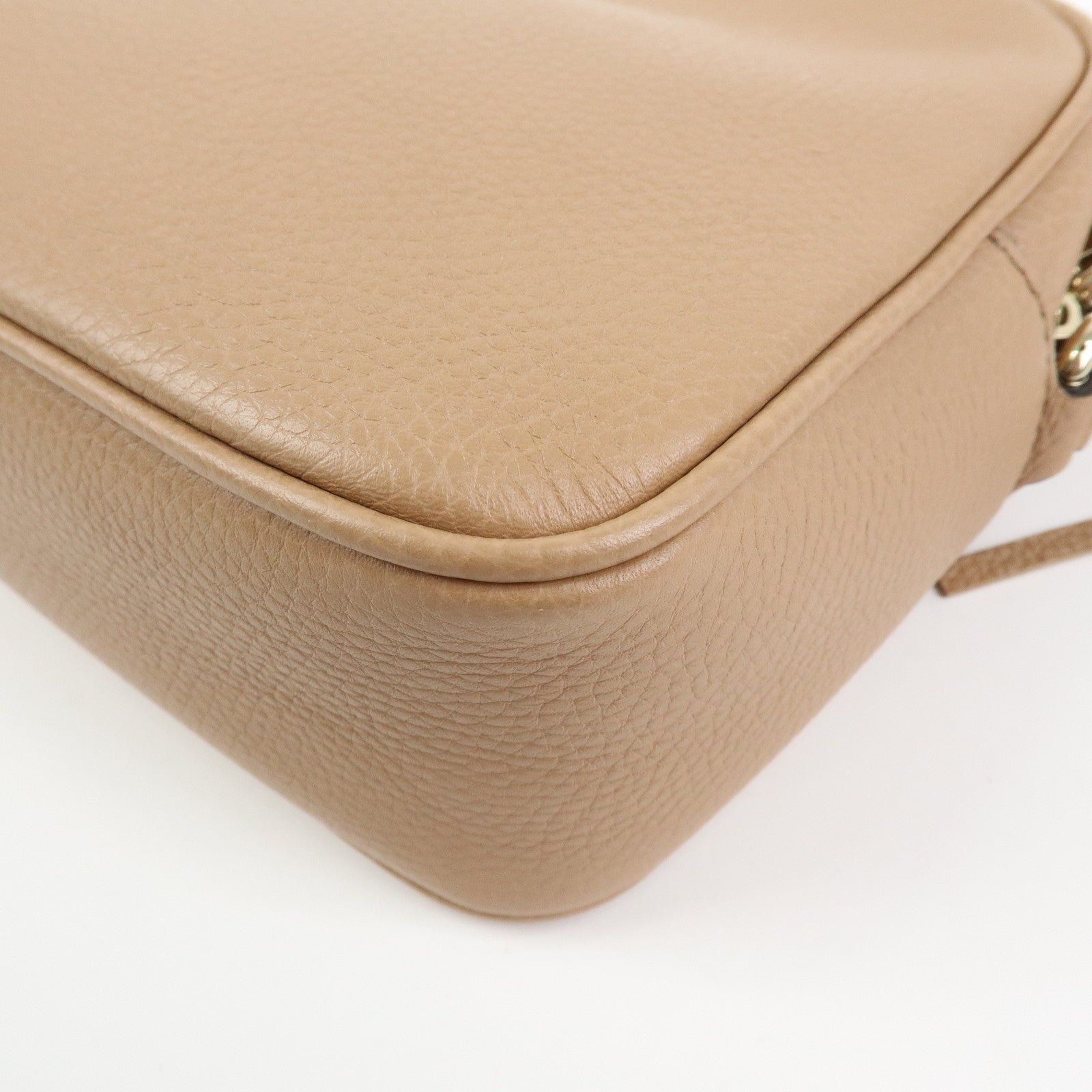 GUCCI SOHO Interlocking G Leather Small Disco Bag Beige 308364