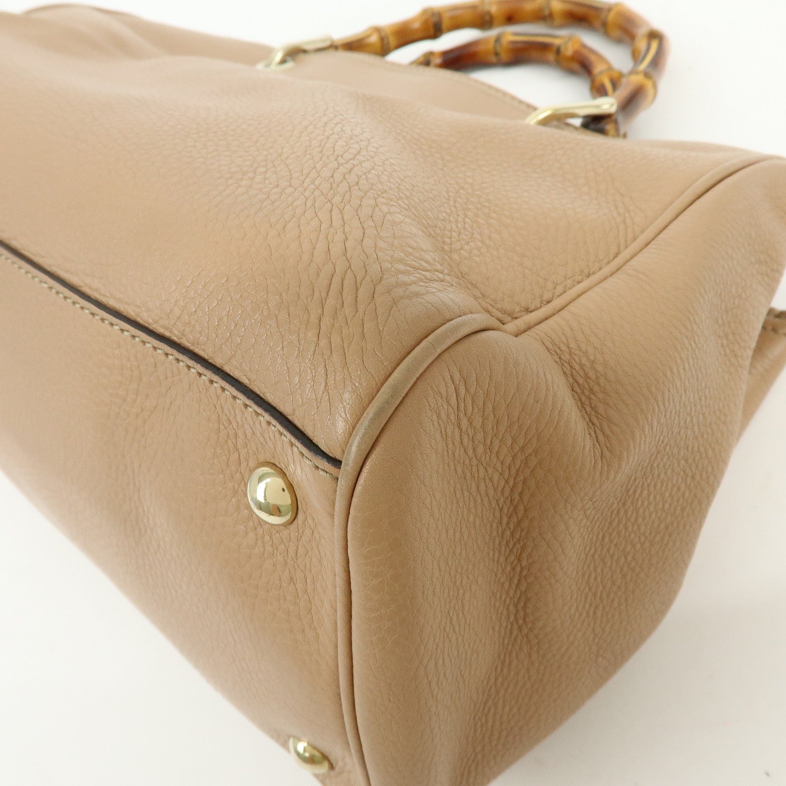 GUCCI Bamboo Shopper Medium 2Way Bag Shoulder Bag Pink Beige 323660