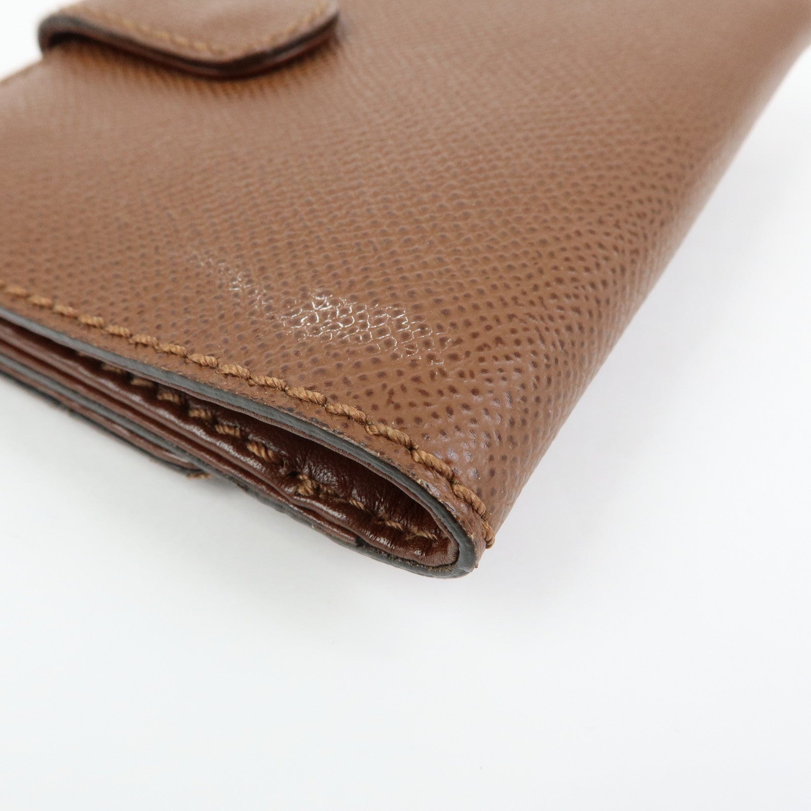 CHANEL COCO Mark Leather Bi-fold Compact Wallet Brown Gold
