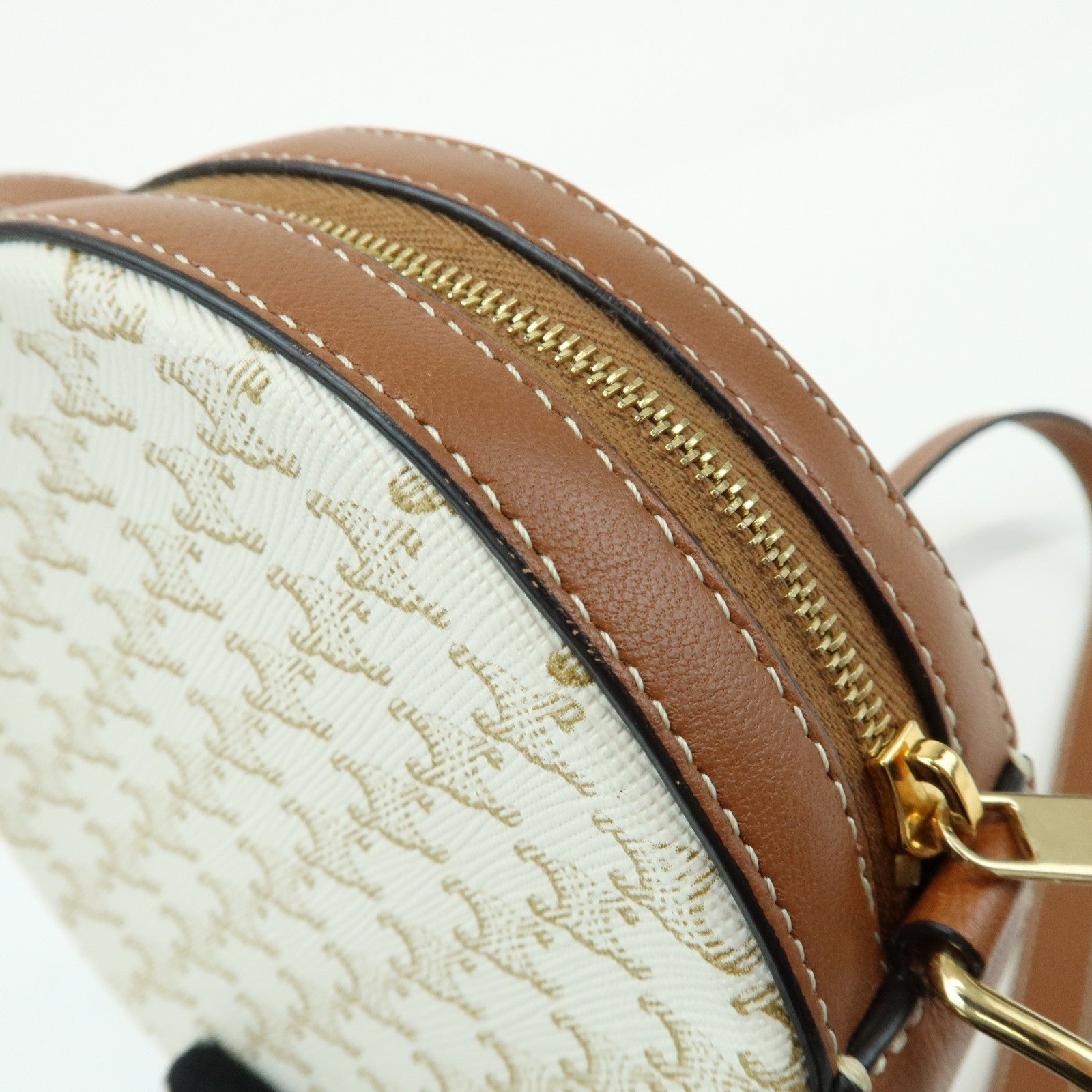 CELINE Macadam Leather Shoulder Bag Crossbody Bag Ivory Brown