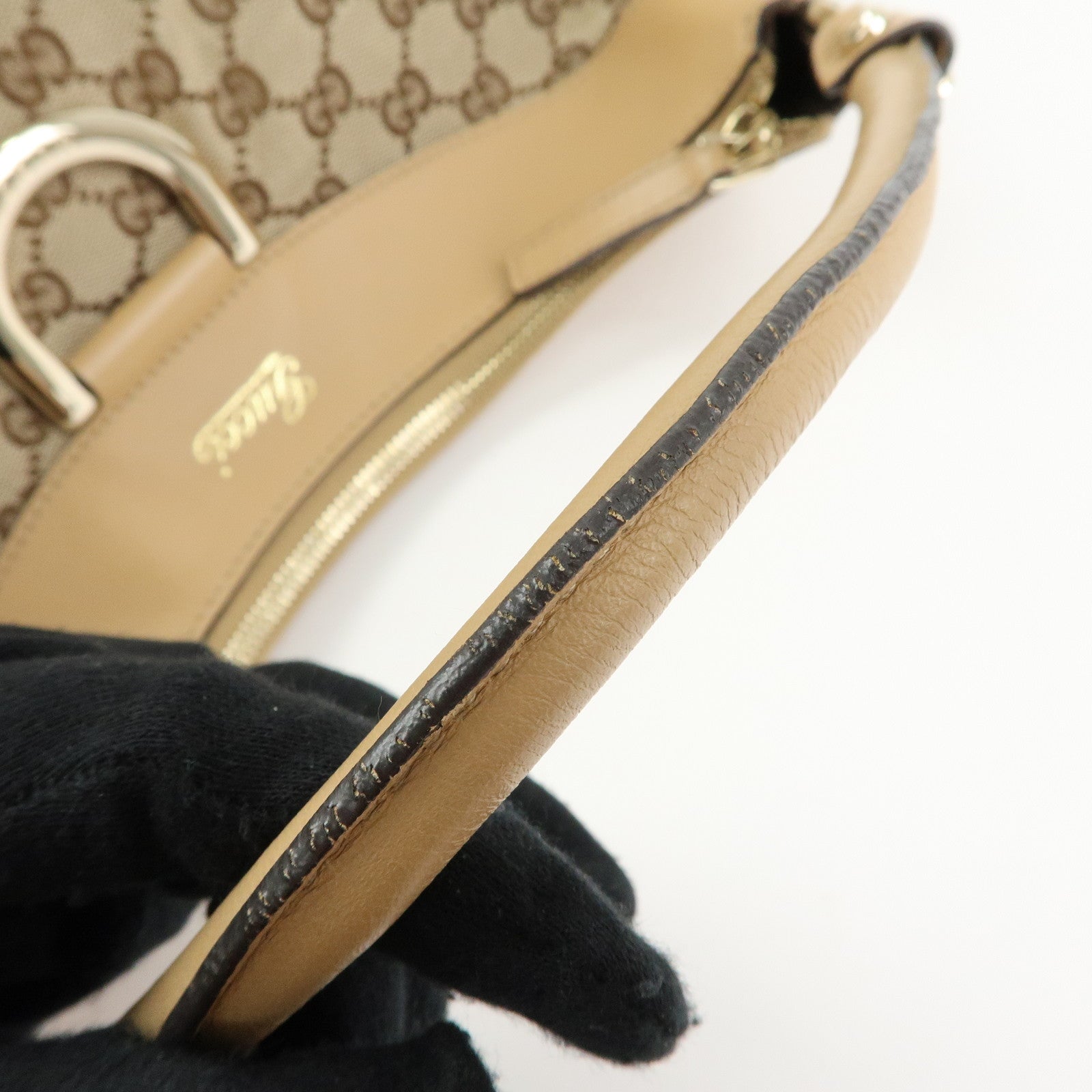 GUCCI Abbey GG Canvas Leather Shoulder Bag Hand Bag  Beige 189833