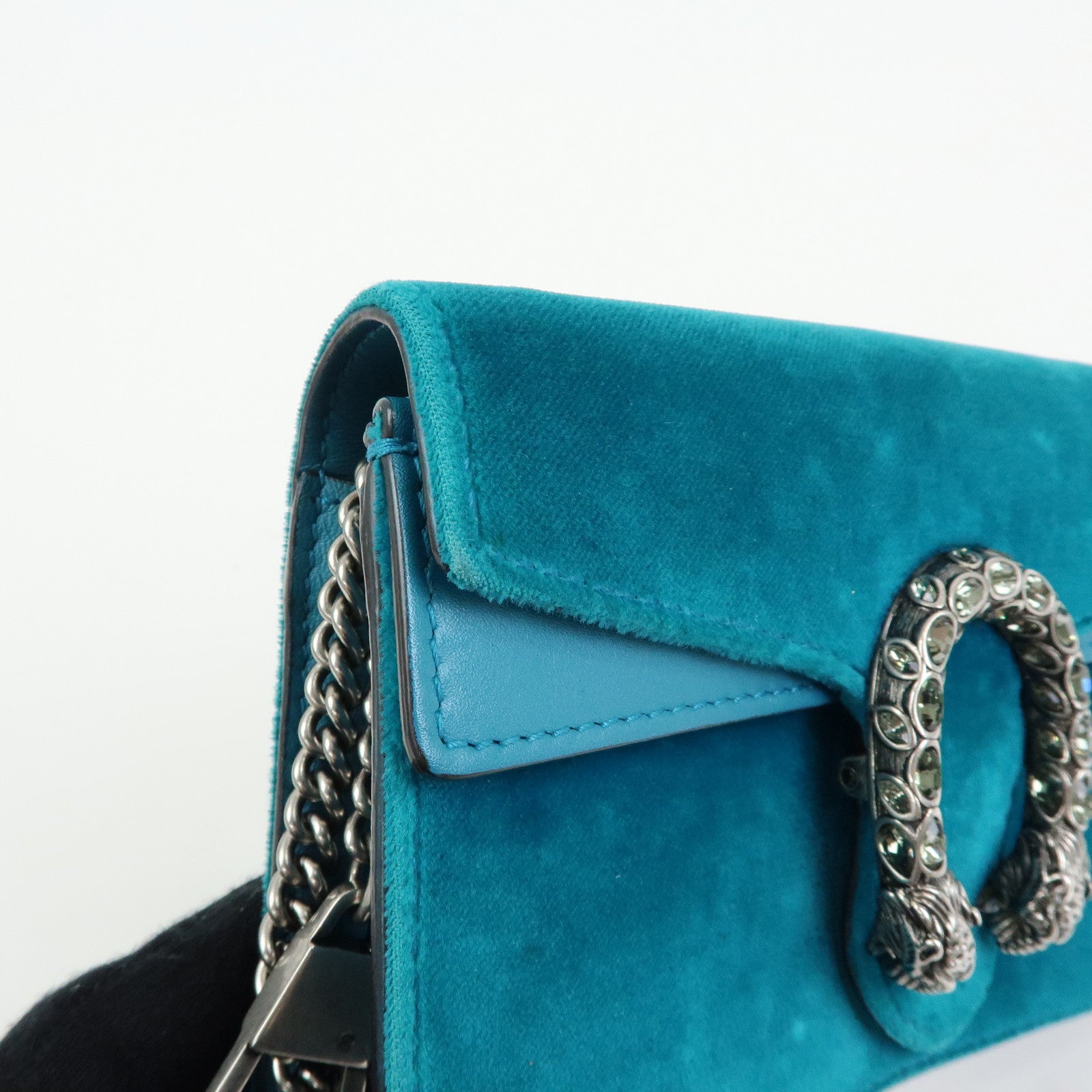GUCCI Dionysus Super Mini Bag Velour Chain Shoulder Bag Green 476432
